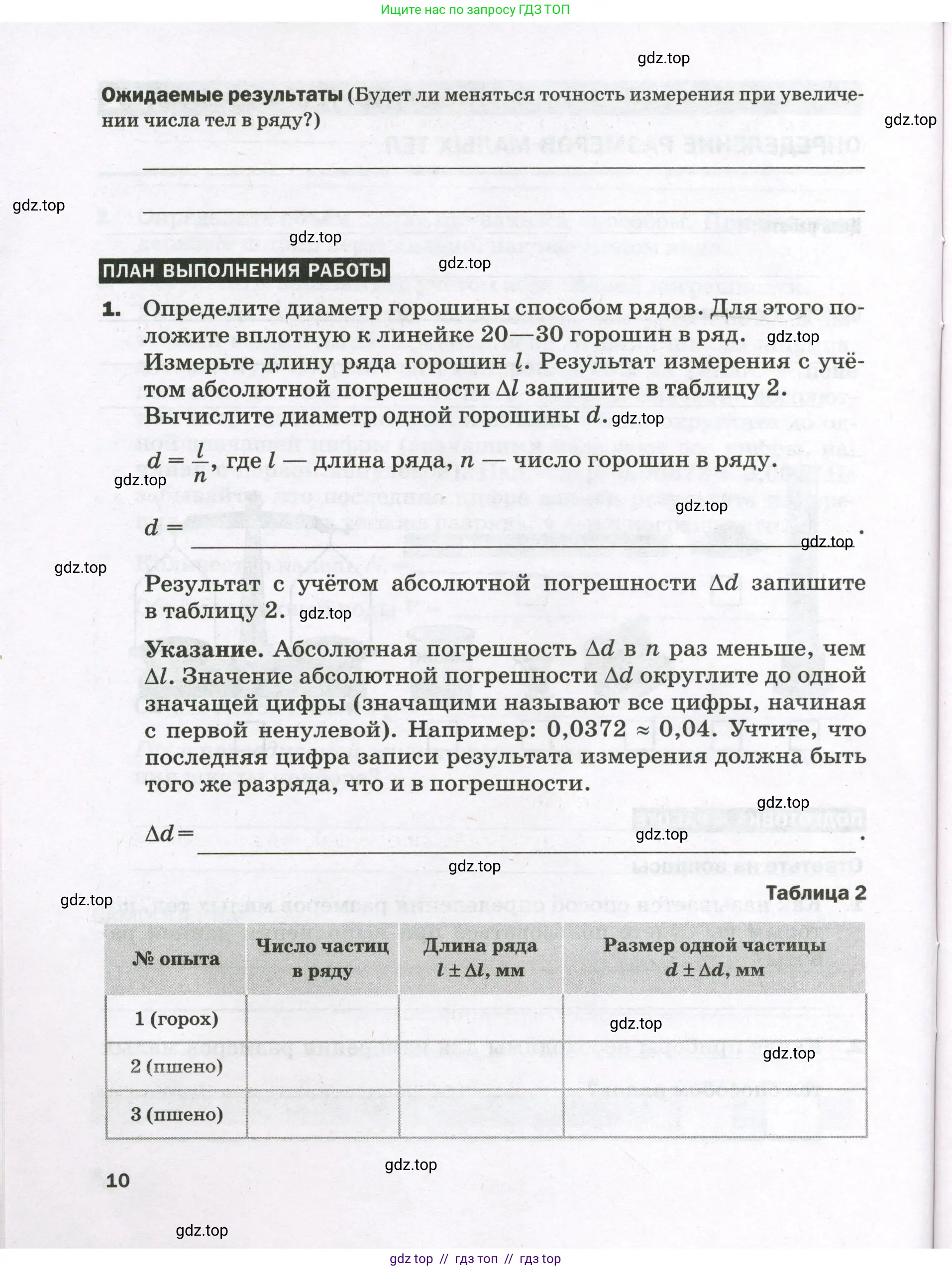 Физика, 7 класс Тетрадь для лабораторных работ, авторы: Филонович Нина Владимировна, Петрова Мария Арсеньевна, Ячук Владимир Аркадиевич, издательство Просвещение, Москва, 2024, белого цвета, страница 10
