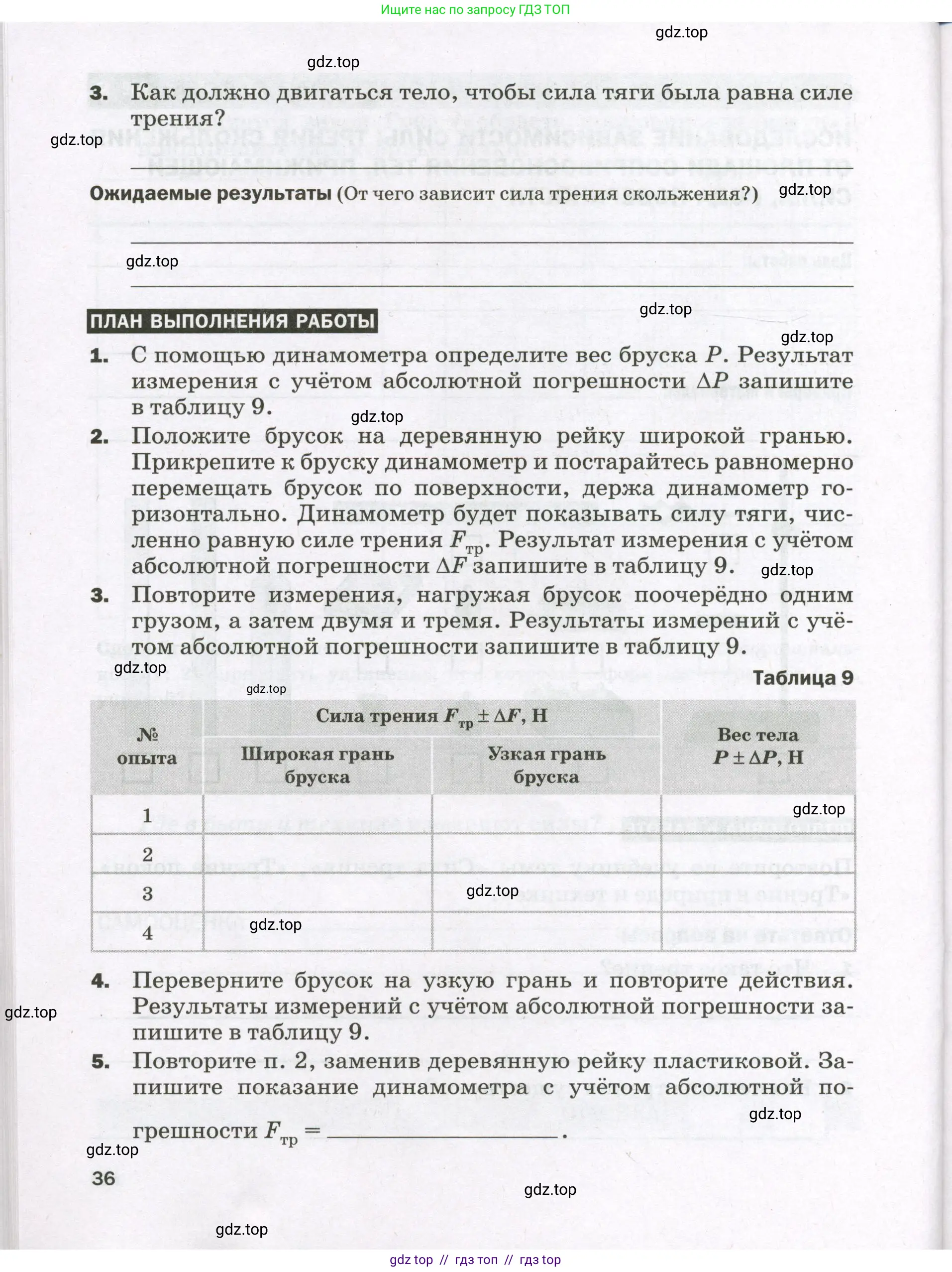 Физика, 7 класс Тетрадь для лабораторных работ, авторы: Филонович Нина Владимировна, Петрова Мария Арсеньевна, Ячук Владимир Аркадиевич, издательство Просвещение, Москва, 2024, белого цвета, страница 36