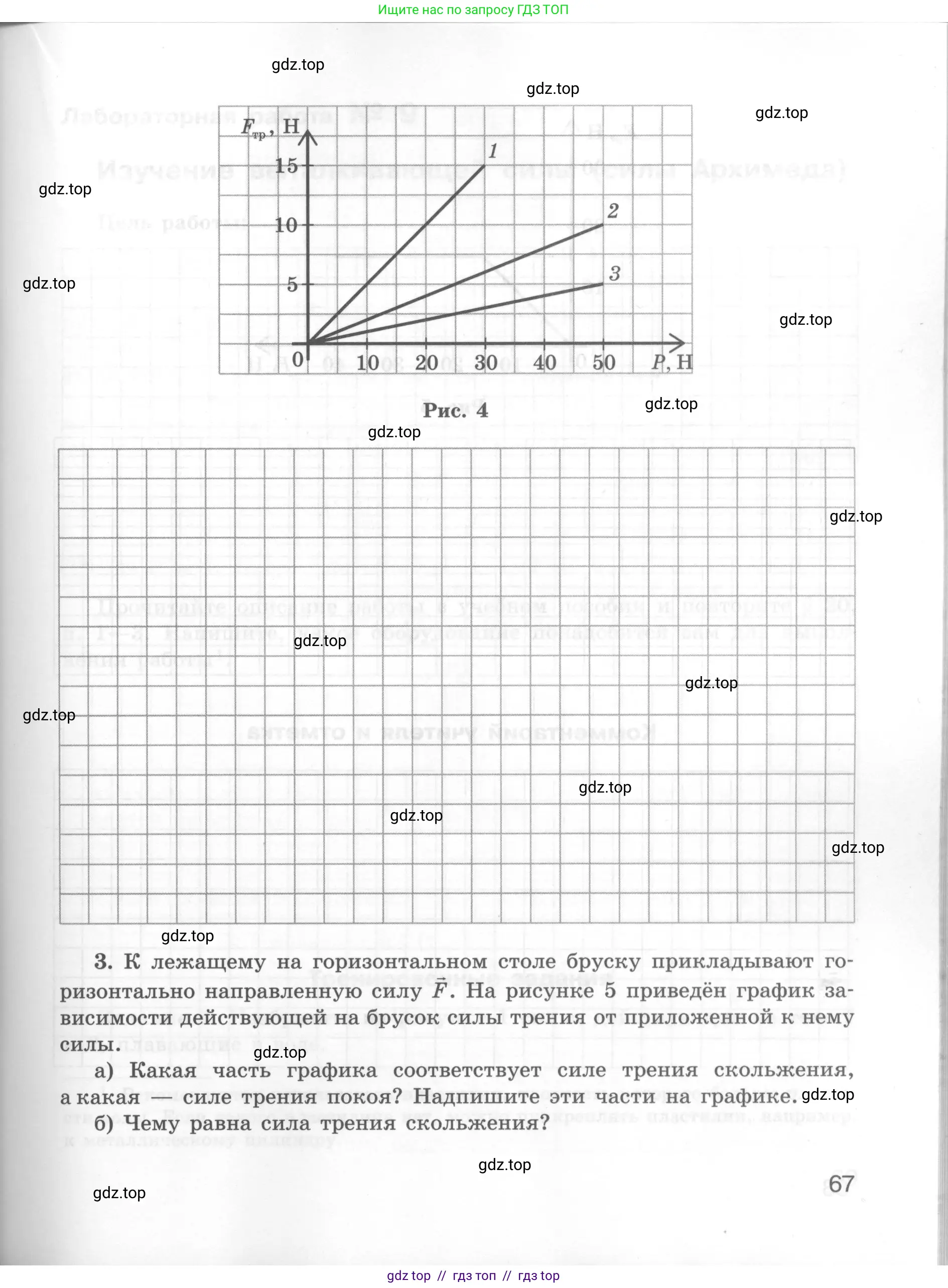 Физика, 7 класс Тетрадь для лабораторных работ, авторы: Генденштейн Лев Элевич, Булатова Альбина Александрова, Корнильев Игорь Николаевич, Кошкина Анжелика Васильевна, издательство Просвещение, Москва, 2019, бирюзового цвета, страница 67