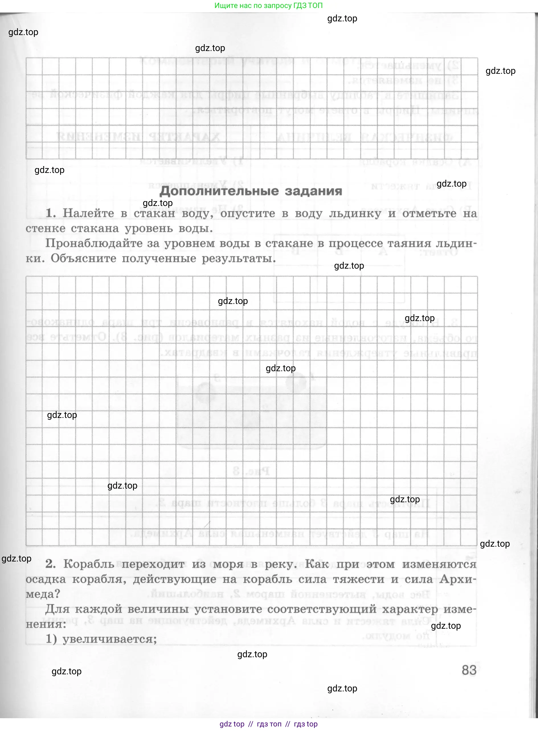 Физика, 7 класс Тетрадь для лабораторных работ, авторы: Генденштейн Лев Элевич, Булатова Альбина Александрова, Корнильев Игорь Николаевич, Кошкина Анжелика Васильевна, издательство Просвещение, Москва, 2019, бирюзового цвета, страница 83