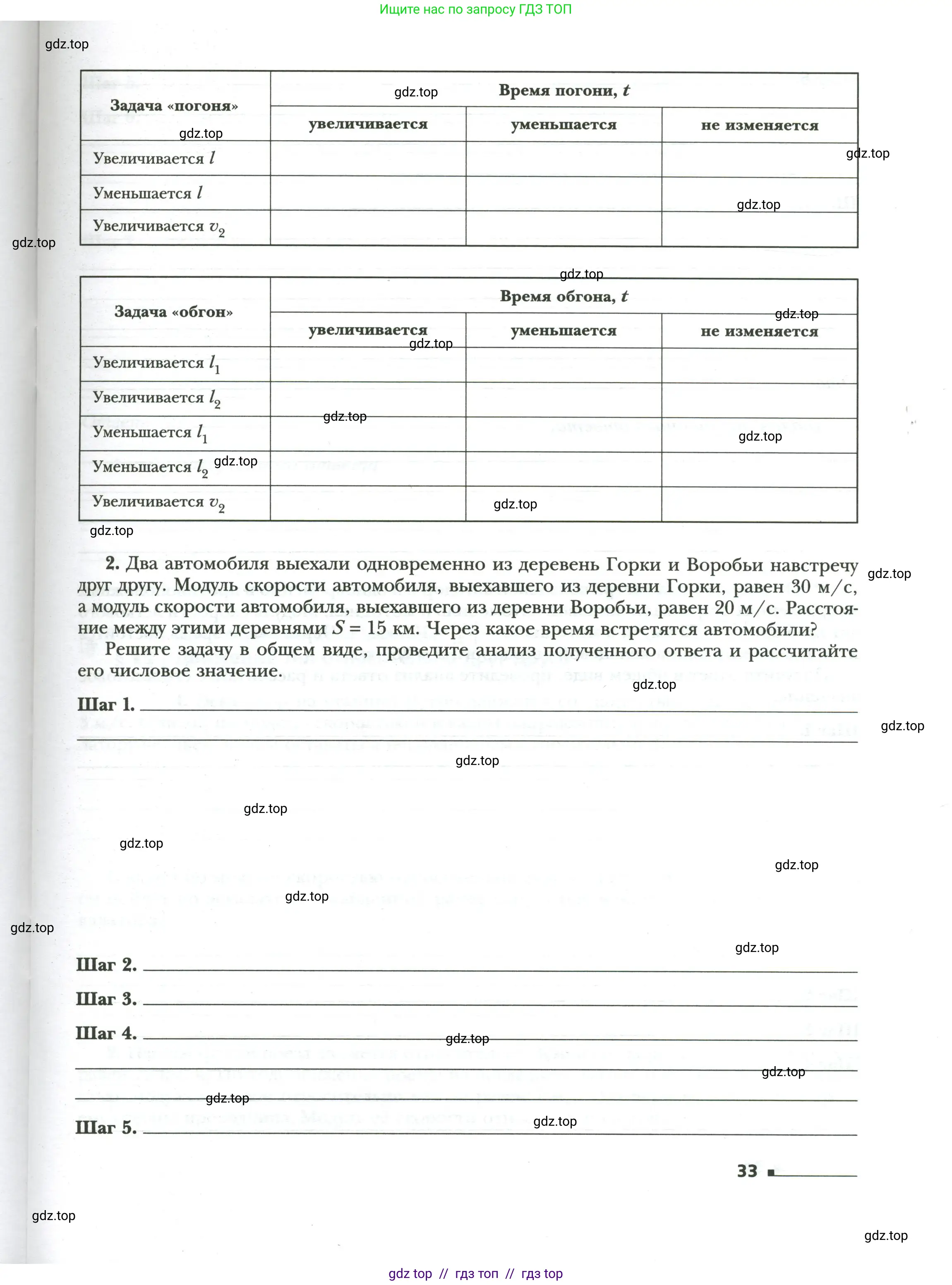 Физика, 7 класс рабочая тетрадь, авторы: Грачев Александр Васильевич, Погожев Владимир Александрович, Боков Павел Юрьевич, Вишнякова Екатерина Анатольевна, издательство Просвещение, Москва, 2008, Часть 1, страница 33