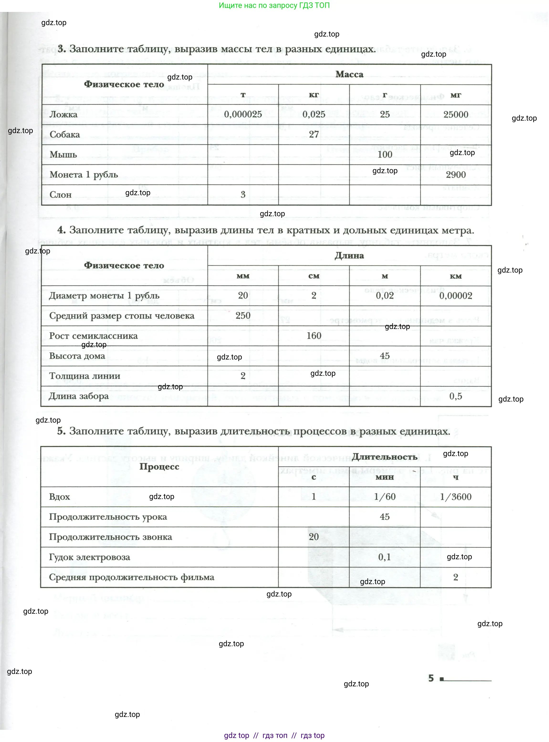 Физика, 7 класс рабочая тетрадь, авторы: Грачев Александр Васильевич, Погожев Владимир Александрович, Боков Павел Юрьевич, Вишнякова Екатерина Анатольевна, издательство Просвещение, Москва, 2008, Часть 1, страница 5