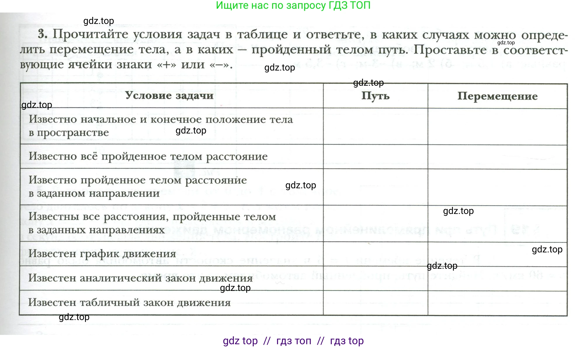 Физика, 7 класс рабочая тетрадь, авторы: Грачев Александр Васильевич, Погожев Владимир Александрович, Боков Павел Юрьевич, Вишнякова Екатерина Анатольевна, издательство Просвещение, Москва, 2008, Часть 1, страница 49, номер 3, Условие