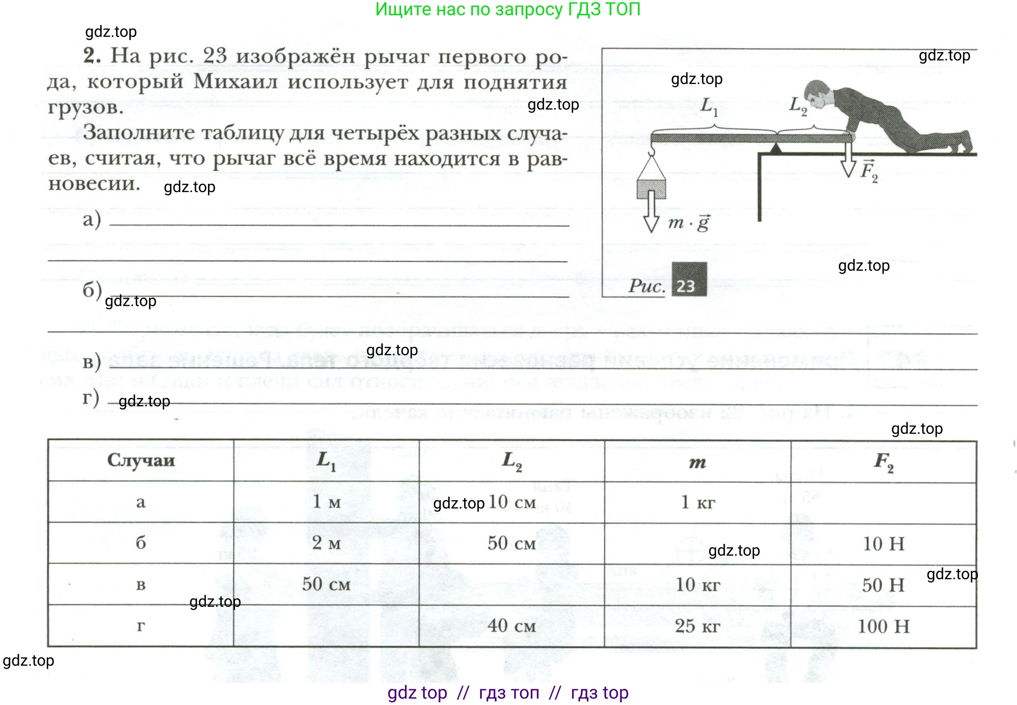 Физика, 7 класс рабочая тетрадь, авторы: Грачев Александр Васильевич, Погожев Владимир Александрович, Боков Павел Юрьевич, Вишнякова Екатерина Анатольевна, издательство Просвещение, Москва, 2008, Часть 2, страница 38, номер 2, Условие