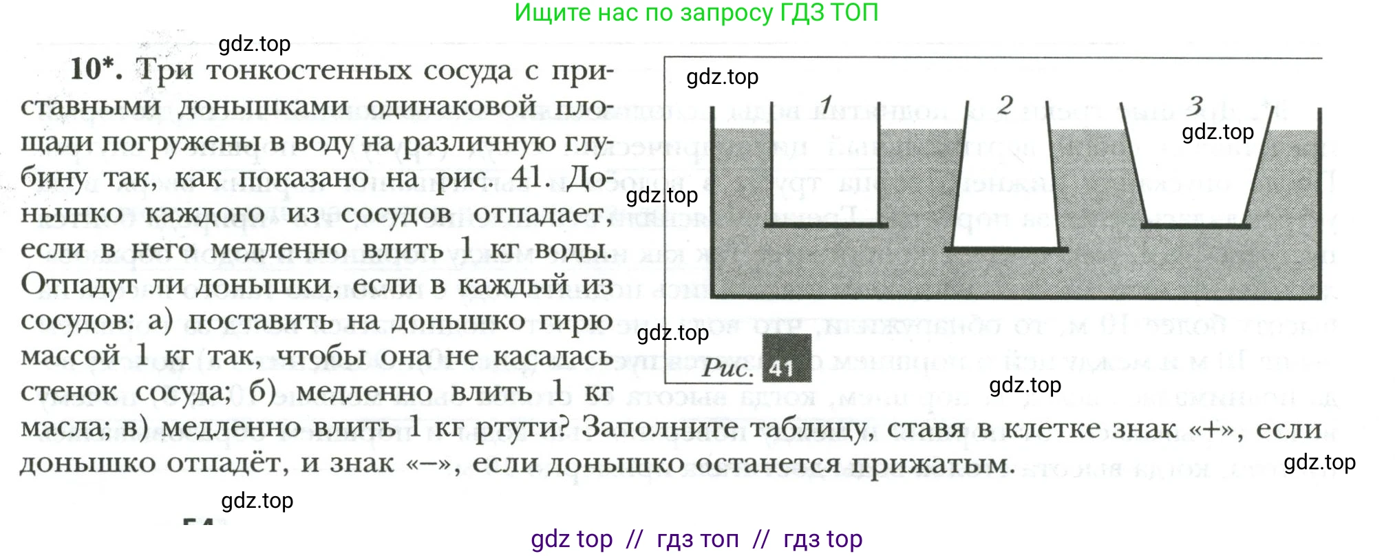 Физика, 7 класс рабочая тетрадь, авторы: Грачев Александр Васильевич, Погожев Владимир Александрович, Боков Павел Юрьевич, Вишнякова Екатерина Анатольевна, издательство Просвещение, Москва, 2008, Часть 2, страница 54, номер 10, Условие