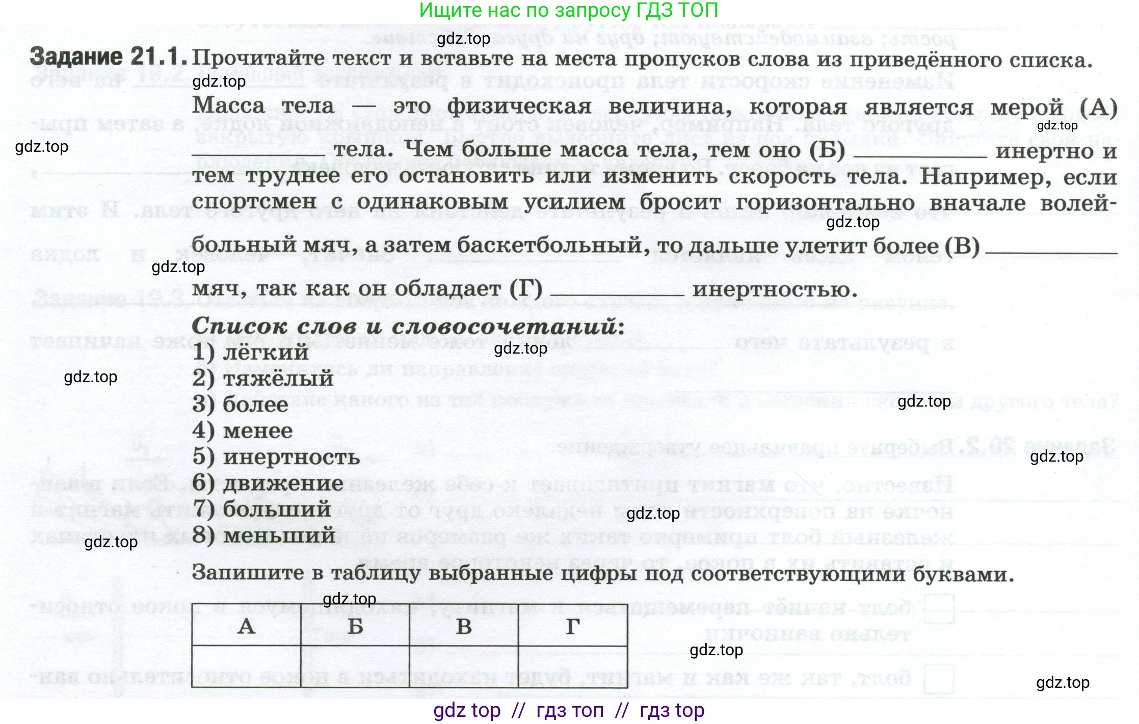 Физика, 7 класс рабочая тетрадь, авторы: Ханнанова Татьяна Андреевна, Ханнанов Наиль Кутдусович, издательство Просвещение, Москва, 2022, белого цвета, страница 32, номер 21.1, Условие