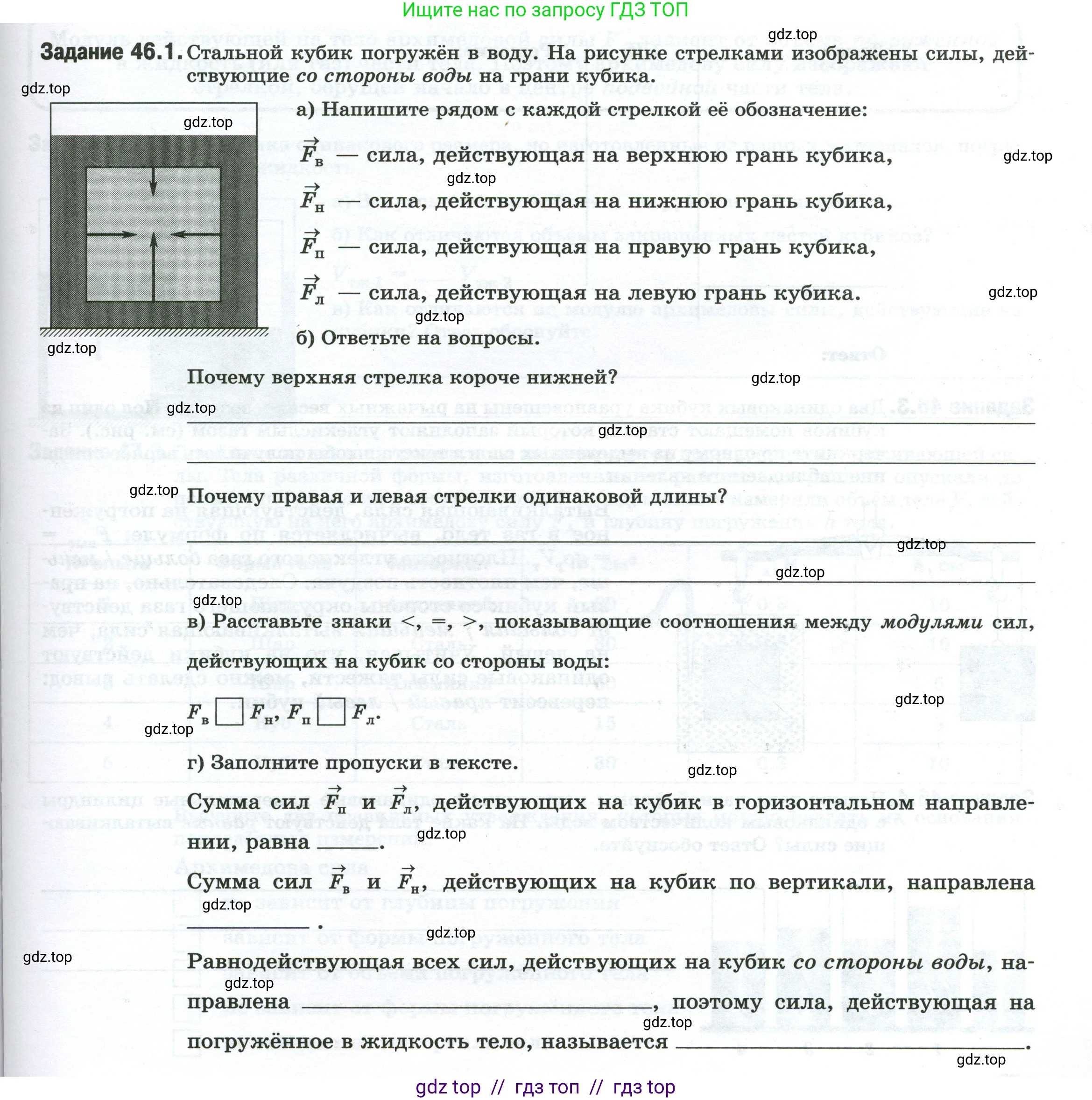 Физика, 7 класс рабочая тетрадь, авторы: Ханнанова Татьяна Андреевна, Ханнанов Наиль Кутдусович, издательство Просвещение, Москва, 2022, белого цвета, страница 73, номер 46.1, Условие