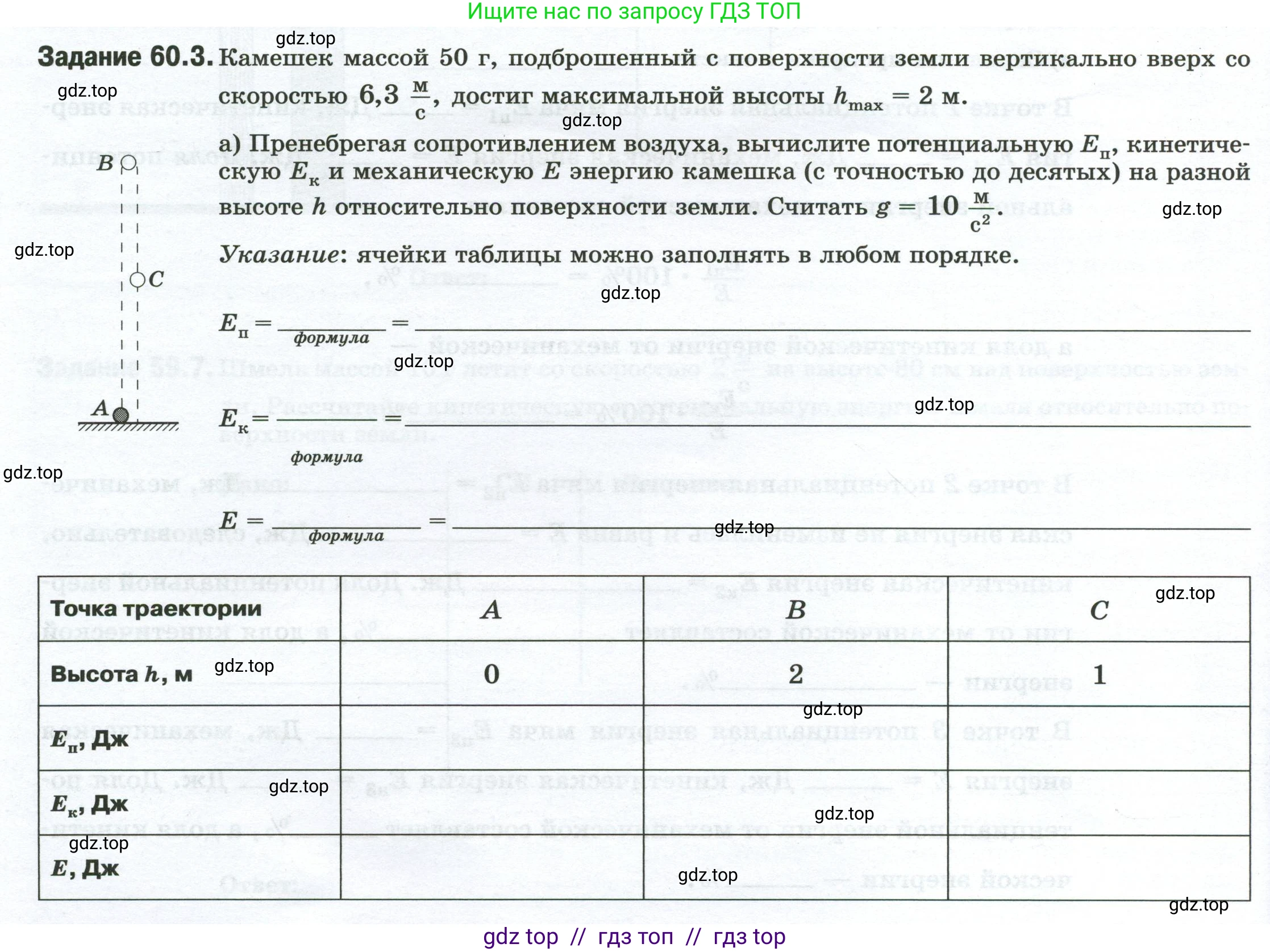 Физика, 7 класс рабочая тетрадь, авторы: Ханнанова Татьяна Андреевна, Ханнанов Наиль Кутдусович, издательство Просвещение, Москва, 2022, белого цвета, страница 96, номер 60.3, Условие
