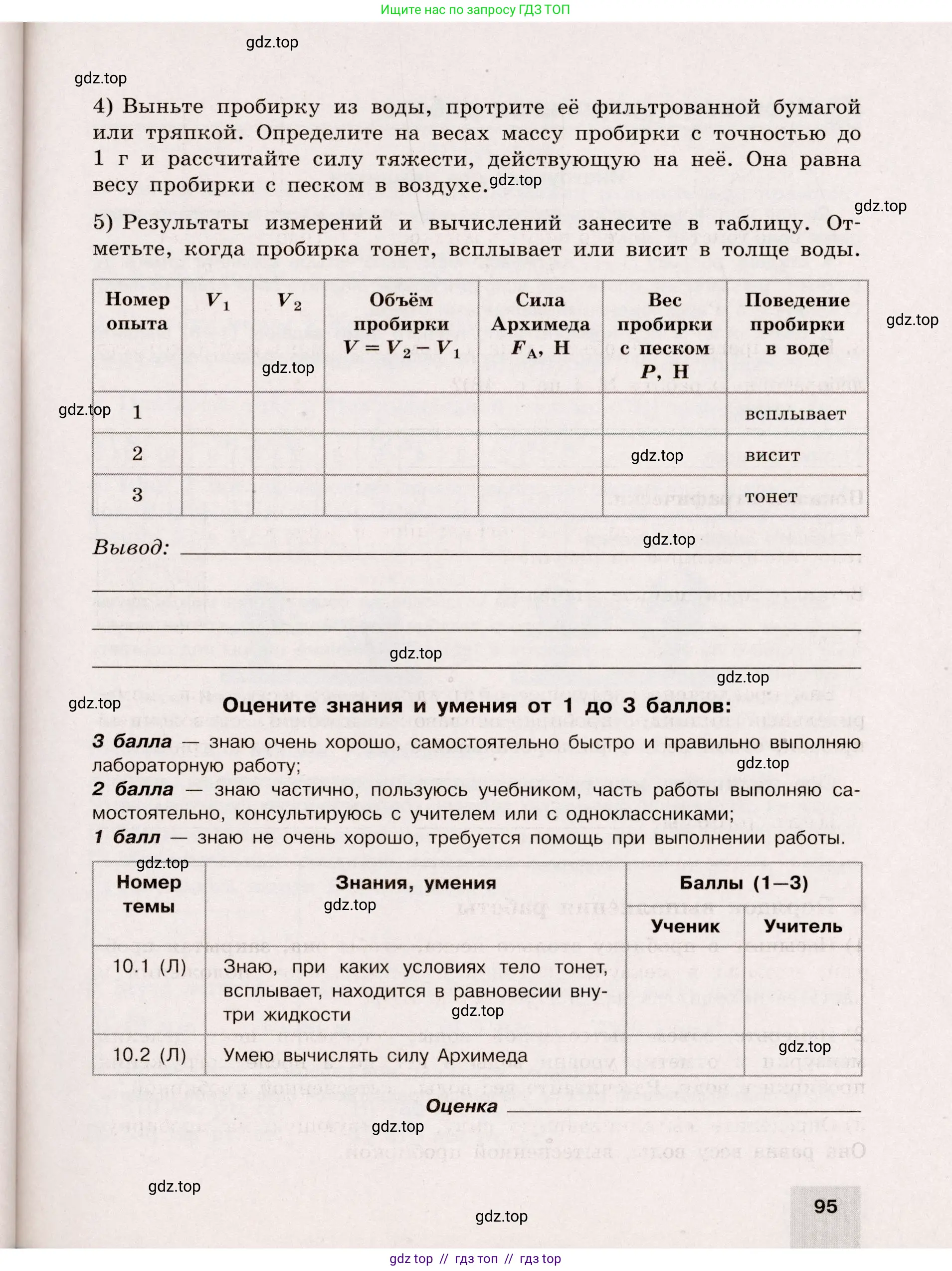 Физика, 7 класс Тренажёр, автор: Хмельницкая Алевтина Юрьевна, издательство Просвещение, Москва, 2020, серого цвета, страница 95
