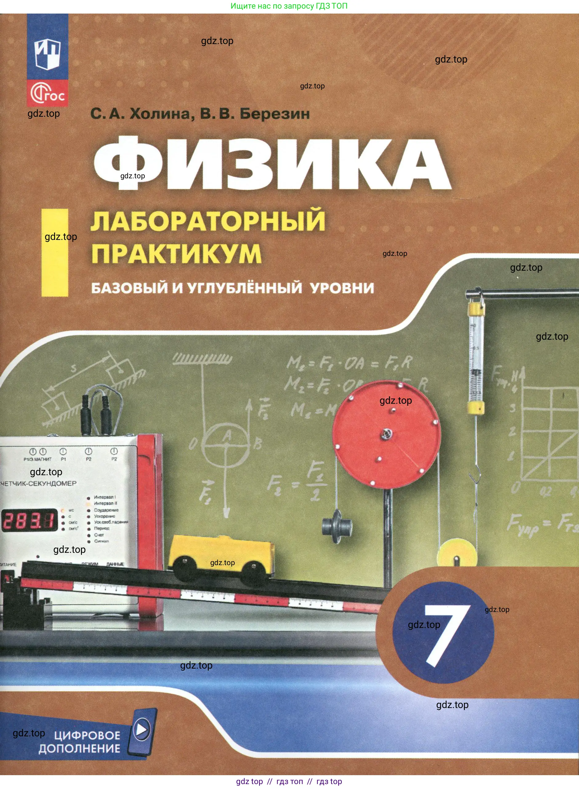 Физика, 7 класс Лабораторный практикум, авторы: Холина Светлана Александровна, Березин Виктор Вениаминович, издательство Просвещение, Москва, 2024, коричневого цвета, 