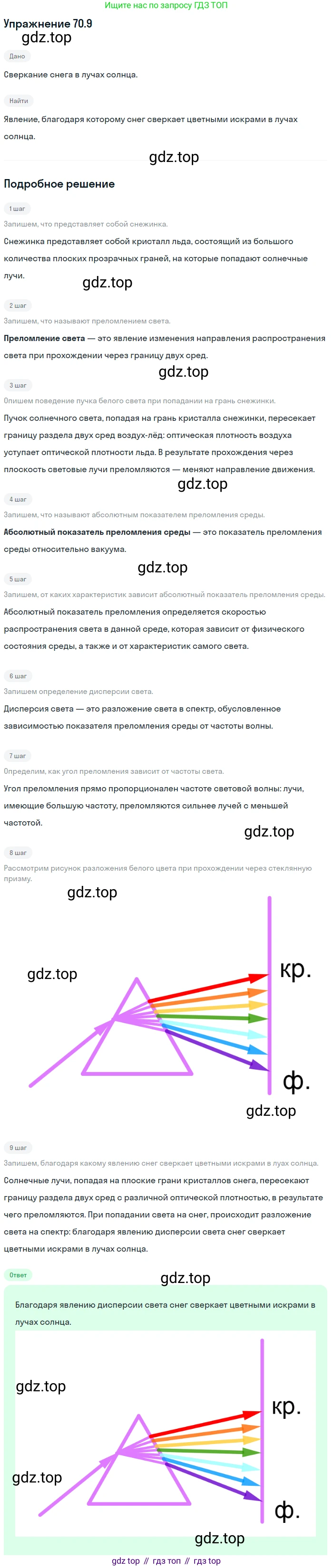 ГДЗ Физика, 7-9 класс Сборник задач, авторы: Лукашик Владимир Иванович, Иванова Елена Владимировна, издательство Просвещение, Москва, 2021, голубого цвета, страница 243, номер 70.9, Решение