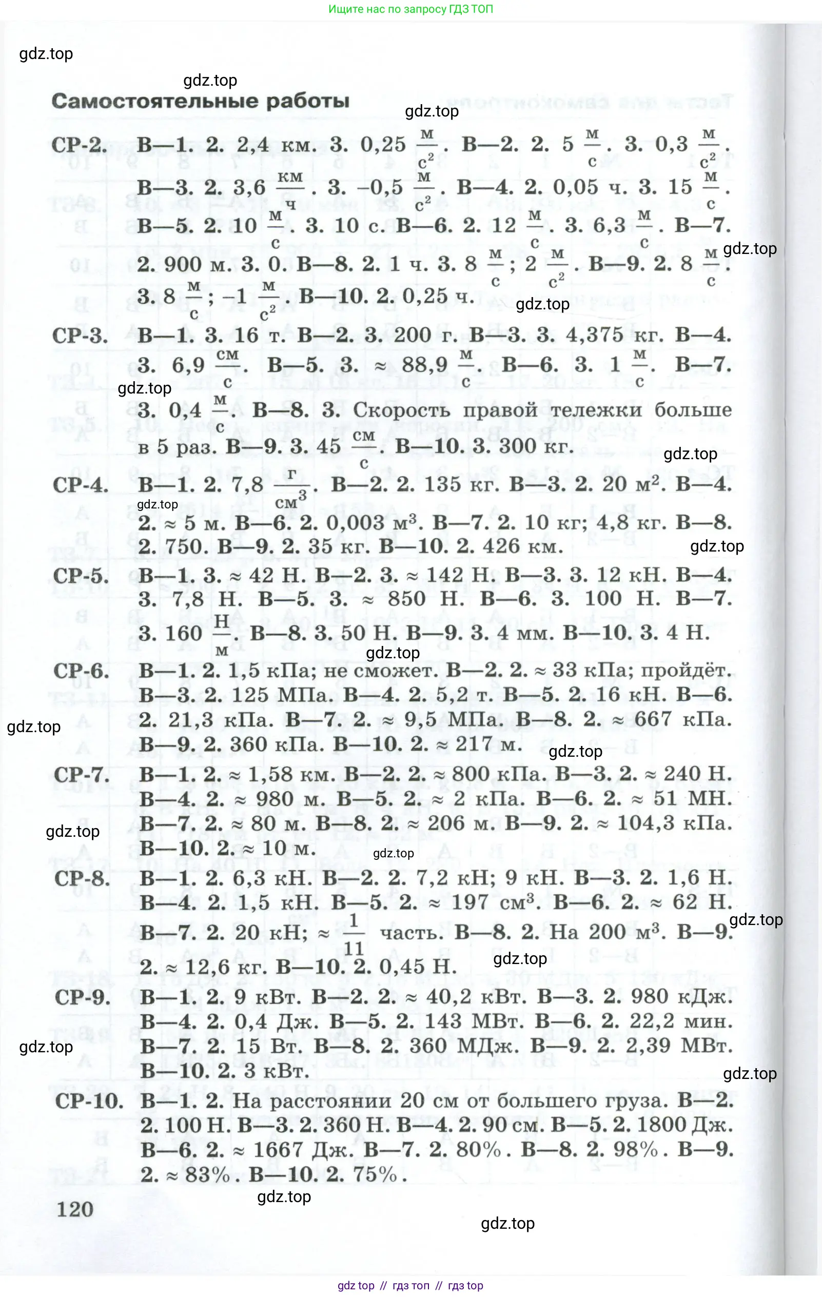 Физика, 7 класс Дидактические материалы, авторы: Марон Абрам Евсеевич, Марон Евгений Абрамович, издательство Просвещение, Москва, 2022, белого цвета, страница 120