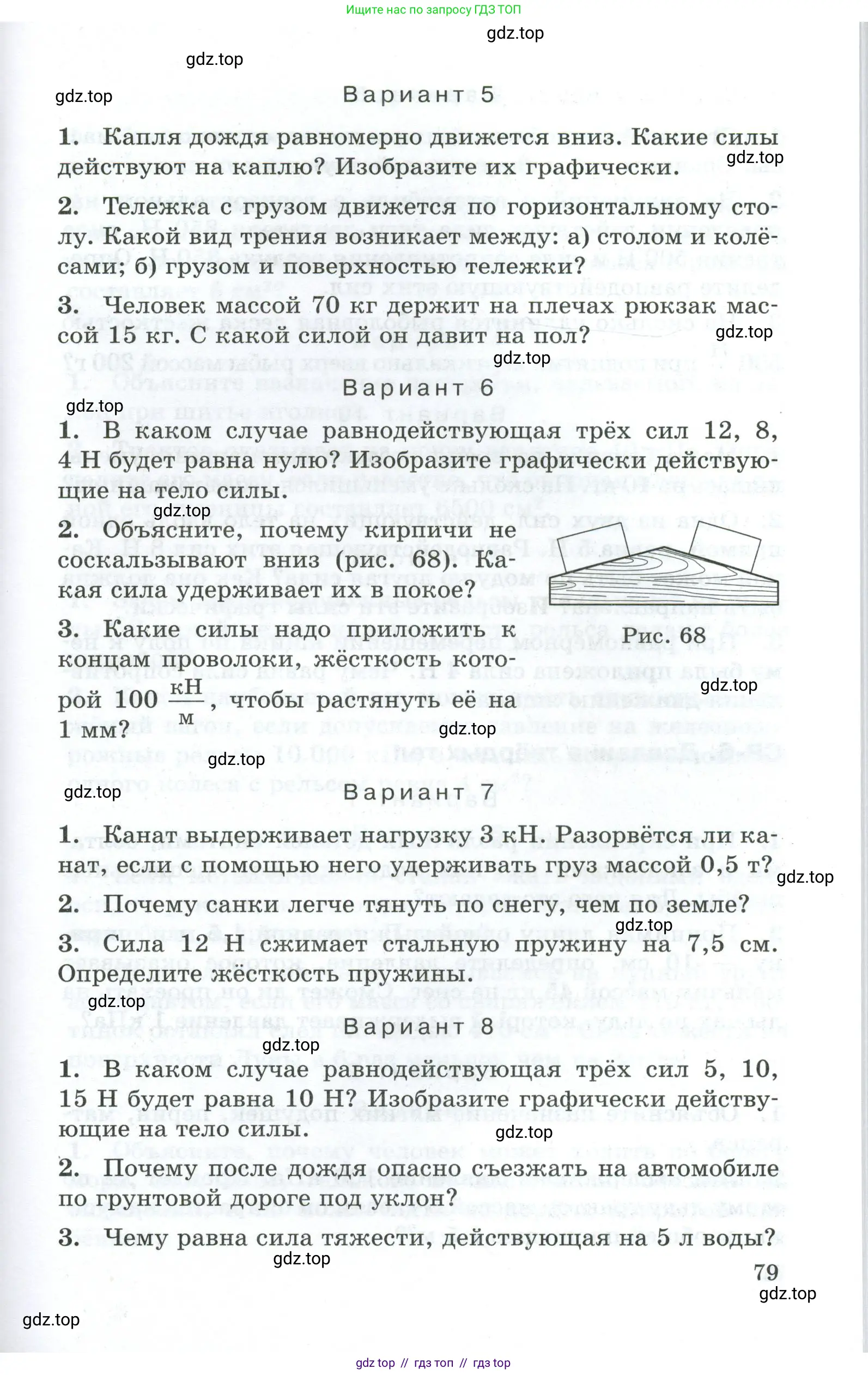 Физика, 7 класс Дидактические материалы, авторы: Марон Абрам Евсеевич, Марон Евгений Абрамович, издательство Просвещение, Москва, 2022, белого цвета, страница 79