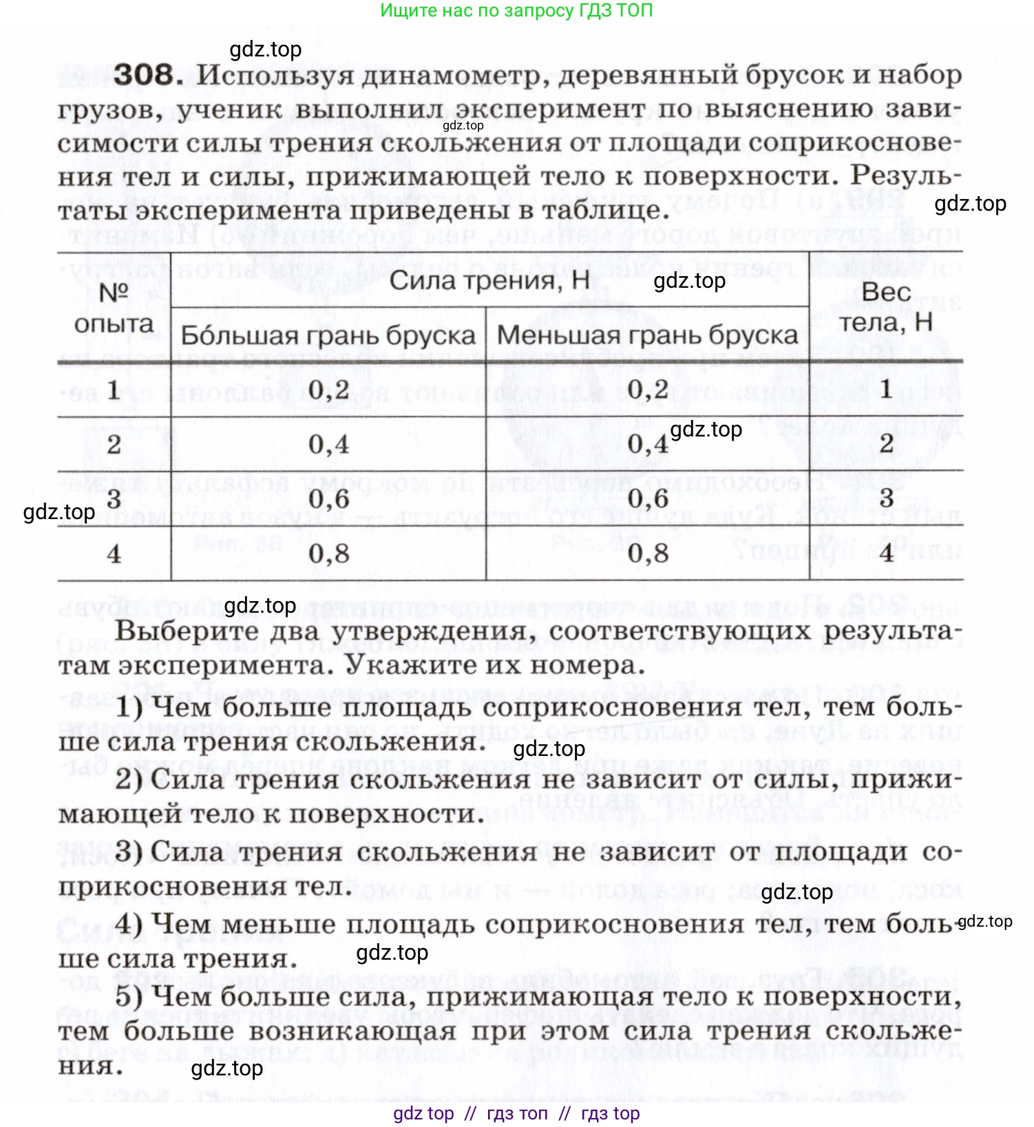 Физика, 7 класс Сборник вопросов и задач, авторы: Марон Абрам Евсеевич, Марон Евгений Абрамович, Позойский Семён Вениаминович, издательство Просвещение, Москва, 2022, белого цвета, страница 44, номер 308, Условие