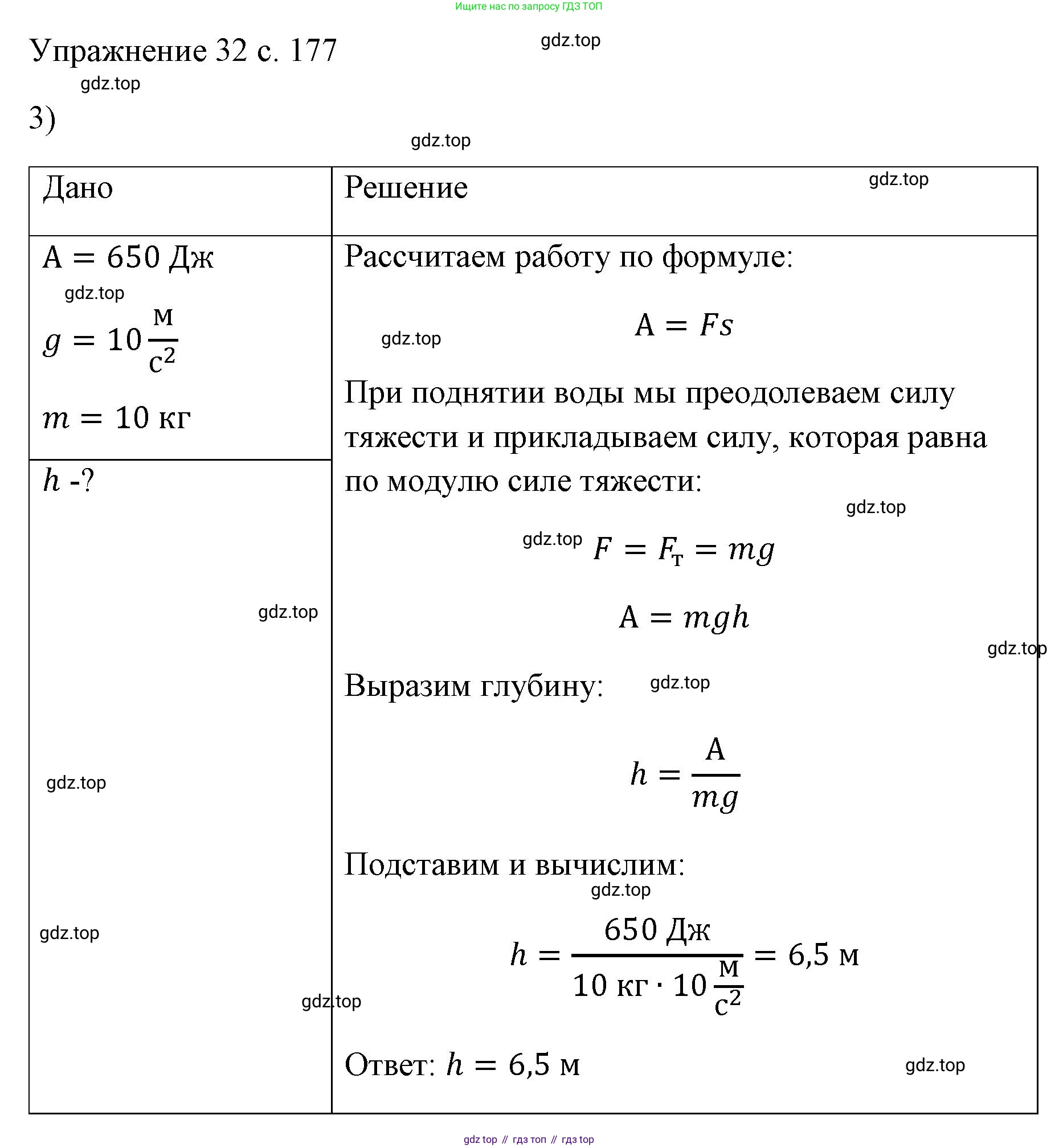 ГДЗ Физика, 7 класс Учебник, авторы: Пёрышкин И М, Иванов Александр Иванович, издательство Просвещение, Москва, 2023, белого цвета, страница 177, номер 3, Решение