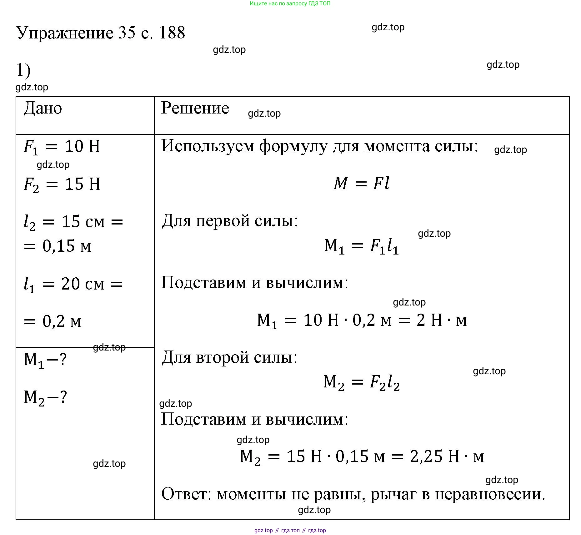 ГДЗ Физика, 7 класс Учебник, авторы: Пёрышкин И М, Иванов Александр Иванович, издательство Просвещение, Москва, 2023, белого цвета, страница 188, номер 1, Решение