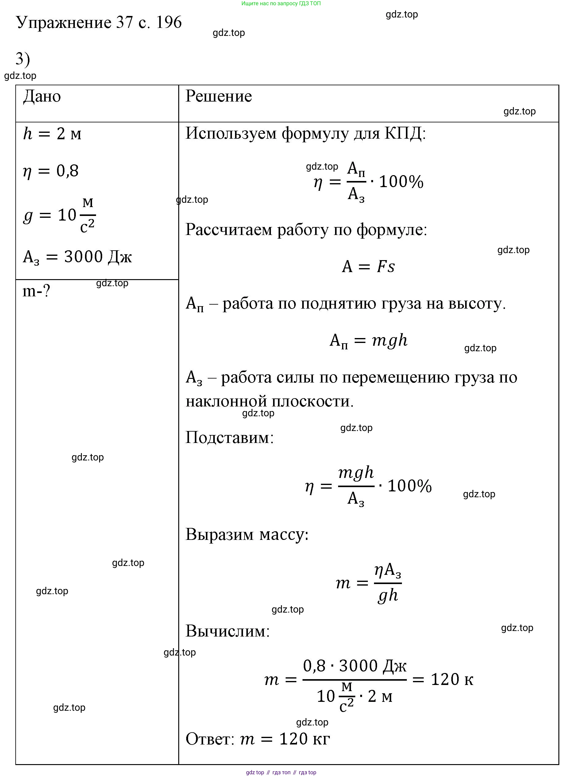 ГДЗ Физика, 7 класс Учебник, авторы: Пёрышкин И М, Иванов Александр Иванович, издательство Просвещение, Москва, 2023, белого цвета, страница 196, номер 3, Решение