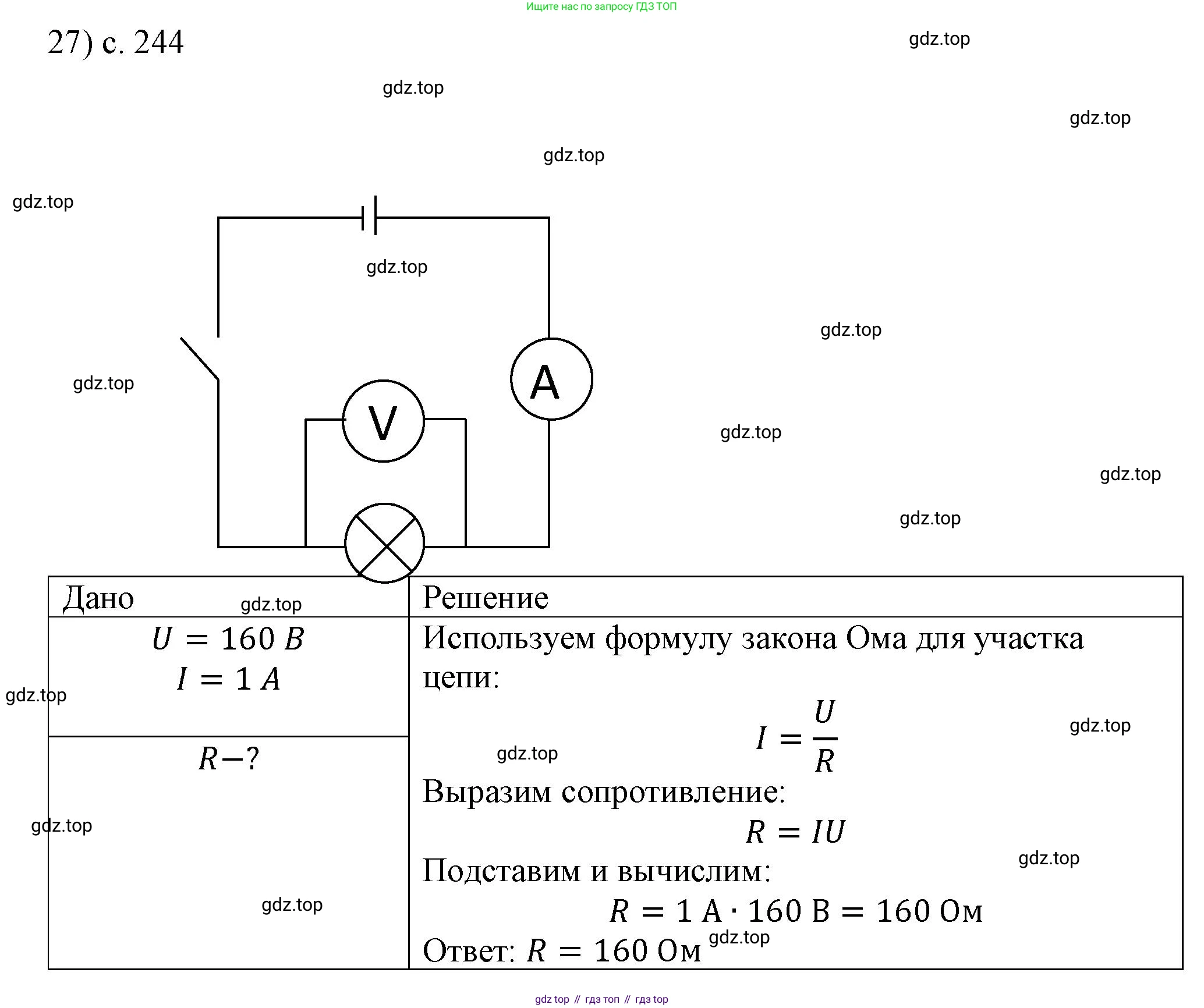 ГДЗ Физика, 8 класс Учебник, автор: Пёрышкин И М, издательство Просвещение, Москва, 2023, белого цвета, страница 244, номер 27, Решение 1