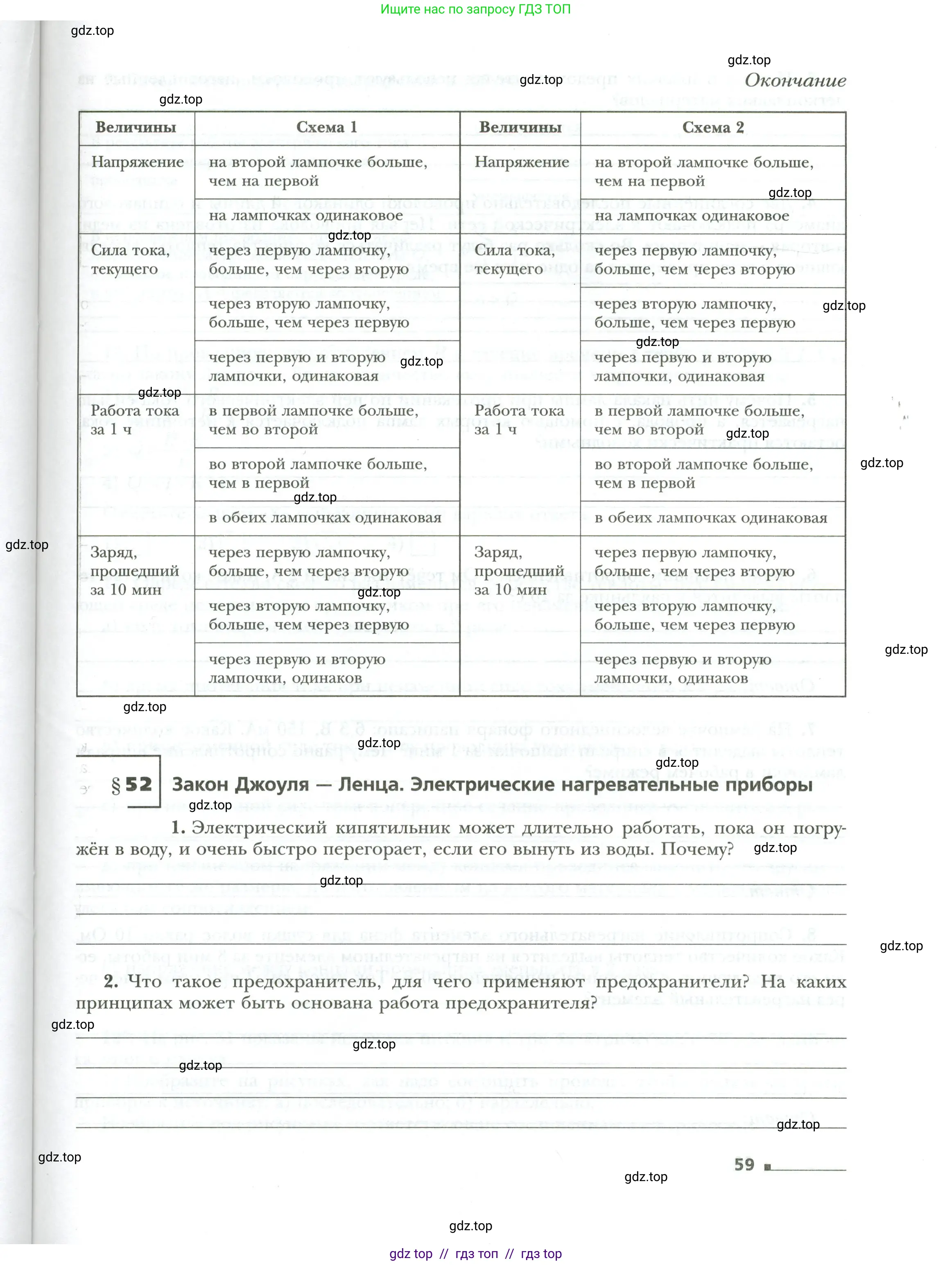 Физика, 8 класс рабочая тетрадь, авторы: Грачев Александр Васильевич, Погожев Владимир Александрович, Боков Павел Юрьевич, Вишнякова Екатерина Анатольевна, издательство Просвещение, Москва, 2008, Часть 1, страница 59