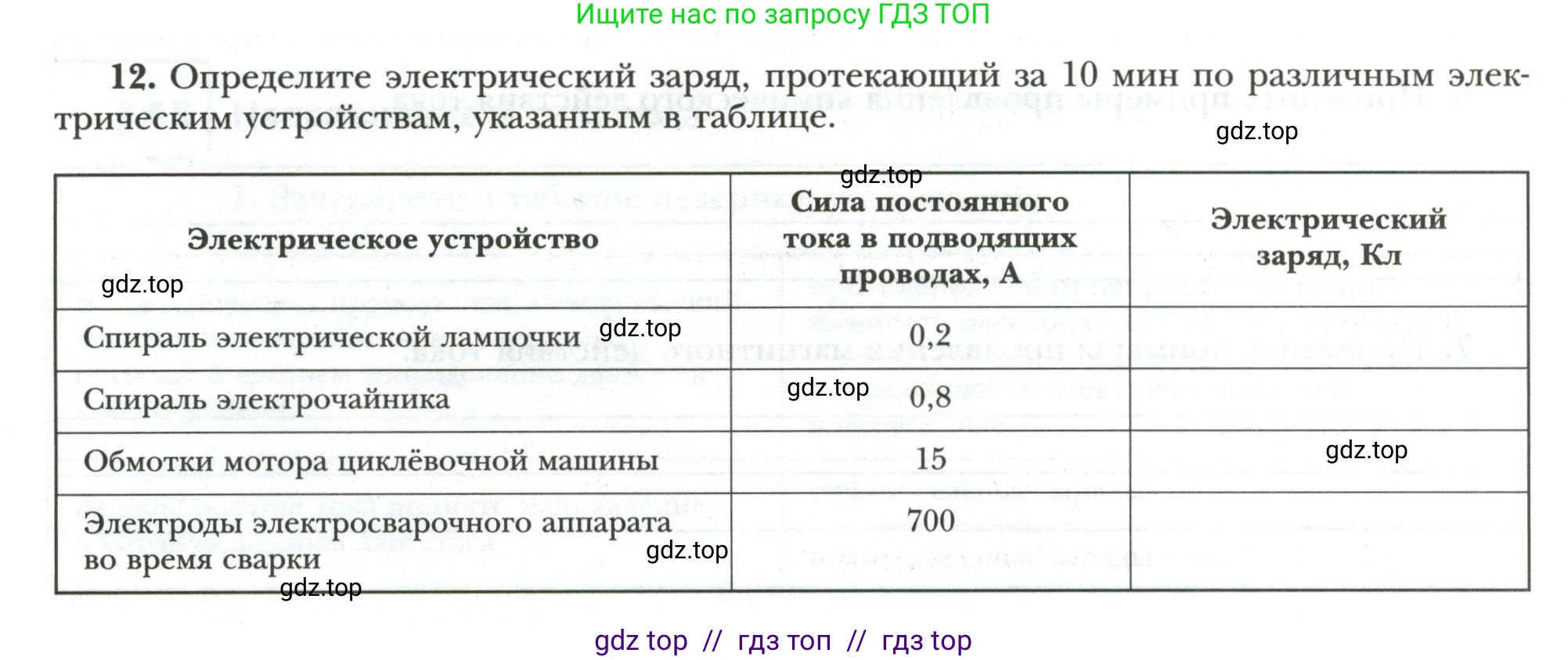 Физика, 8 класс рабочая тетрадь, авторы: Грачев Александр Васильевич, Погожев Владимир Александрович, Боков Павел Юрьевич, Вишнякова Екатерина Анатольевна, издательство Просвещение, Москва, 2008, Часть 2, страница 38, номер 12, Условие