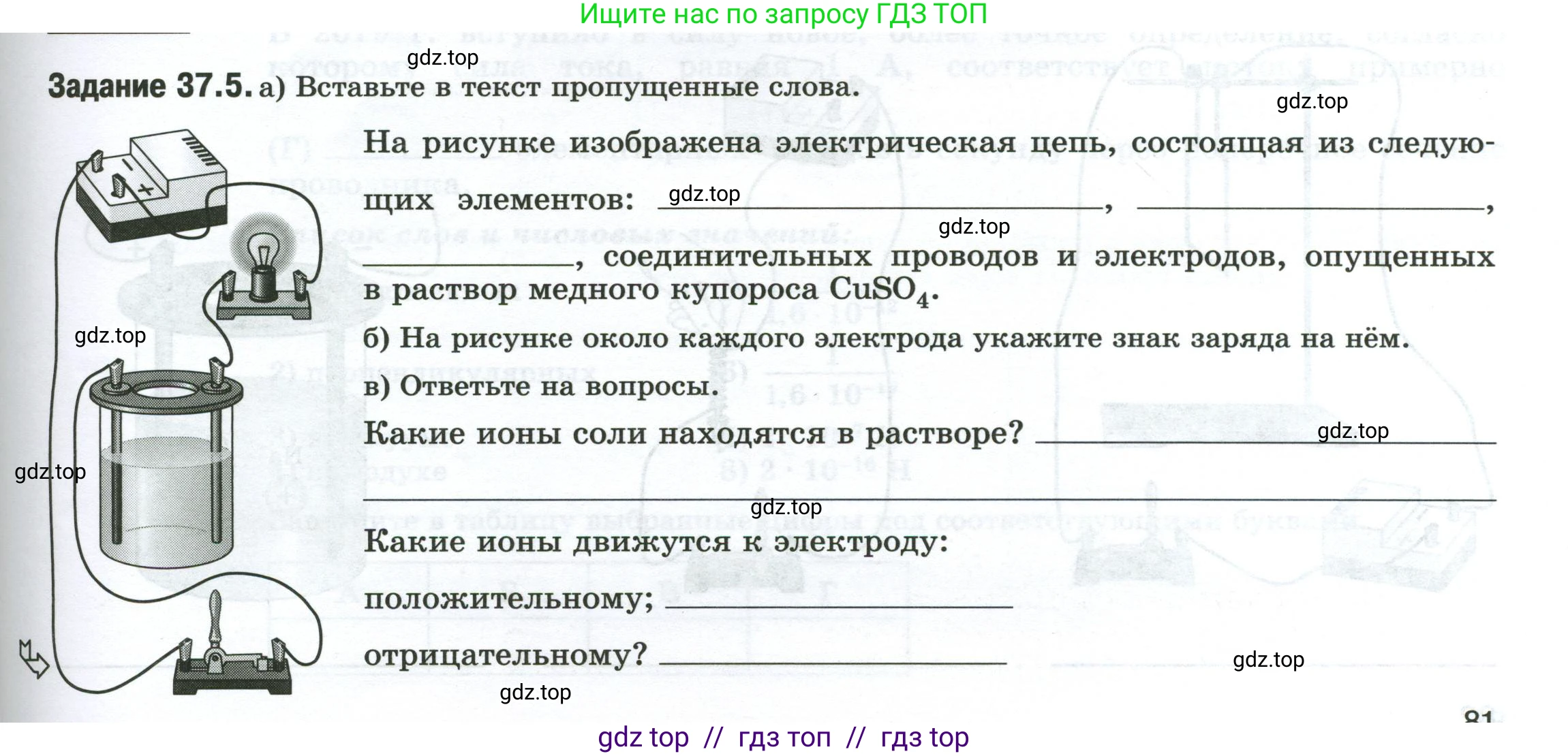 Физика, 8 класс рабочая тетрадь, автор: Ханнанова Татьяна Андреевна, издательство Просвещение, Москва, 2022, белого цвета, страница 81, номер 37.5, Условие