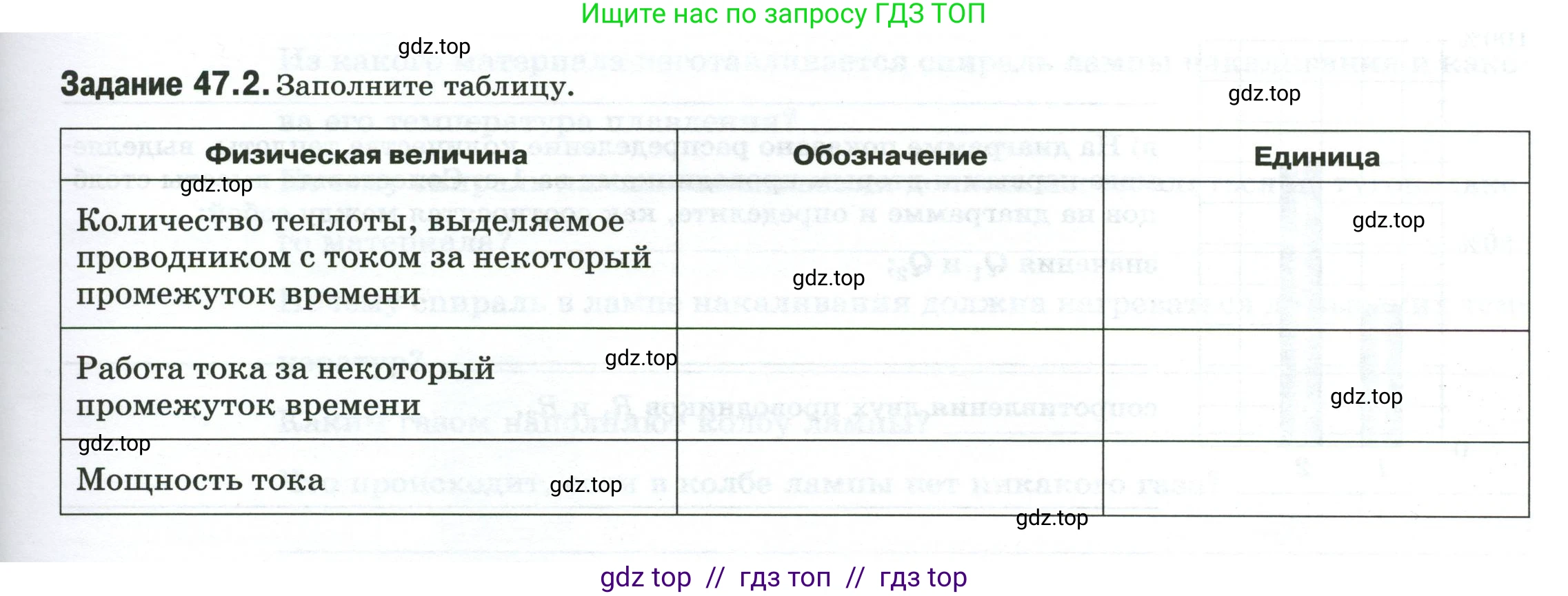 Физика, 8 класс рабочая тетрадь, автор: Ханнанова Татьяна Андреевна, издательство Просвещение, Москва, 2022, белого цвета, страница 107, номер 47.2, Условие