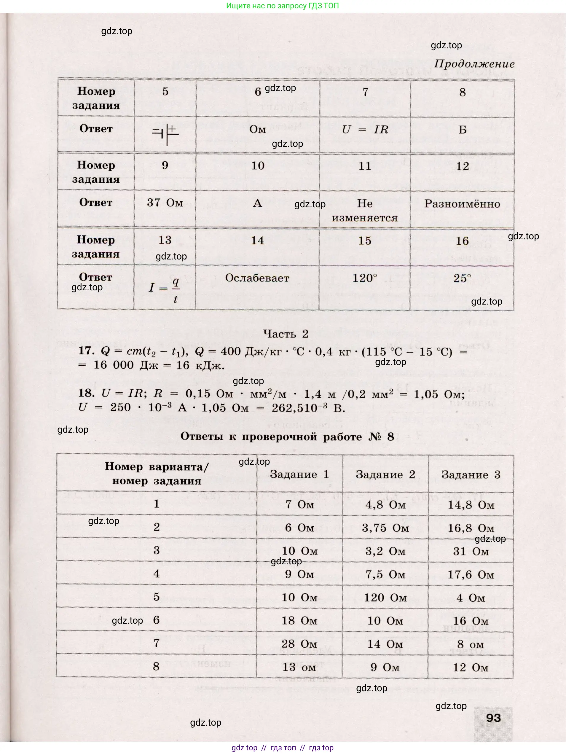Физика, 8 класс Тренажёр, автор: Хмельницкая Алевтина Юрьевна, издательство Просвещение, Москва, 2020, страница 93