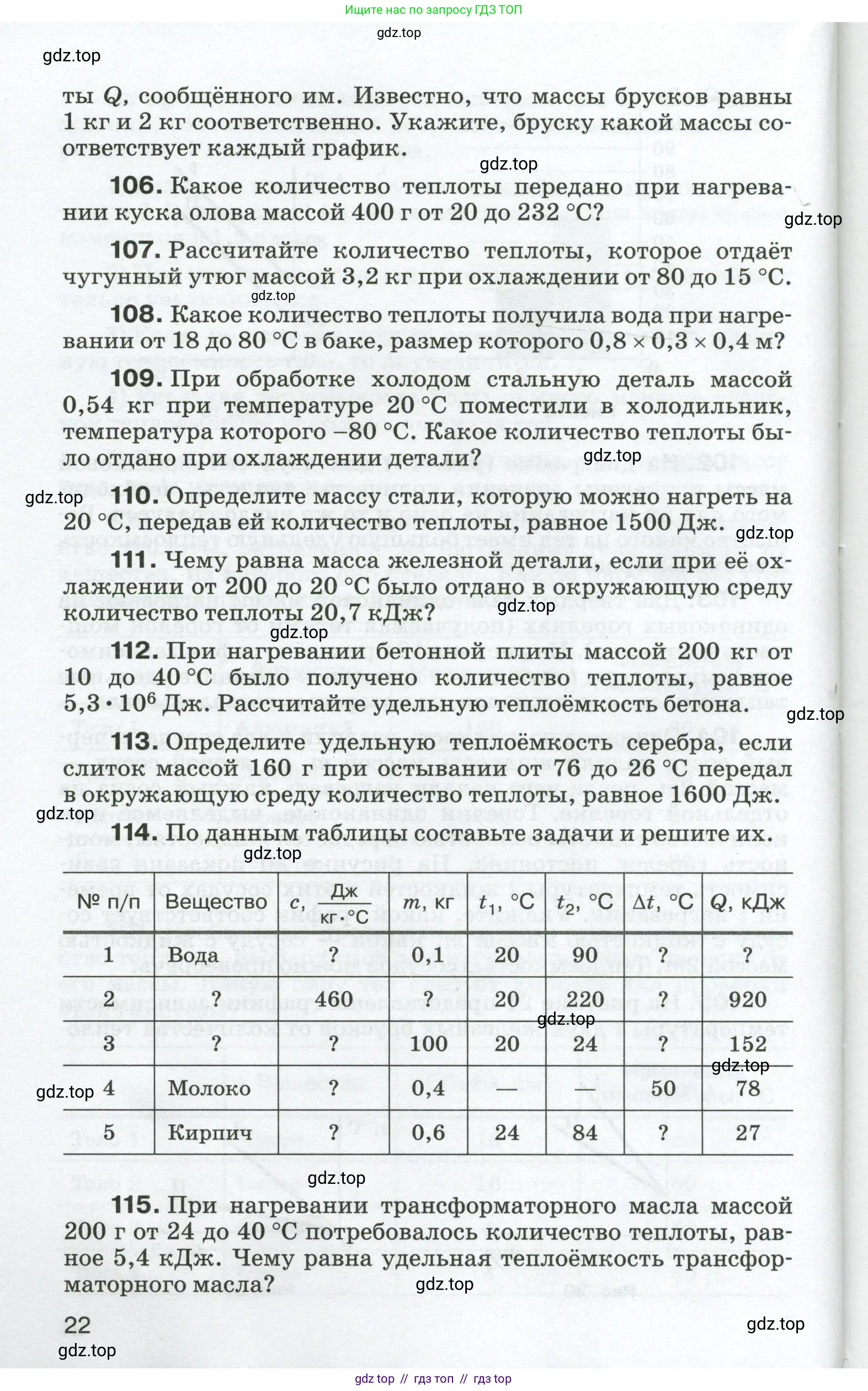 Физика, 8 класс Сборник вопросов и задач, авторы: Марон Абрам Евсеевич, Марон Евгений Абрамович, Позойский Семён Вениаминович, издательство Просвещение, Москва, 2022, белого цвета, страница 22