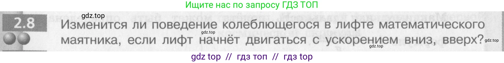 Физика, 9 класс Задачник, авторы: Артеменков Денис Александрович, Ломаченков Иван Алексеевич, Панебратцев Юрий Анатольевич, издательство Просвещение, Москва, 2011, страница 10, номер 2.8, Условие