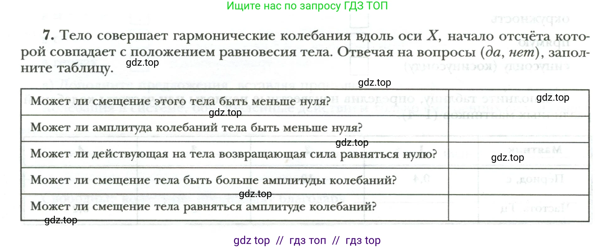 Физика, 9 класс рабочая тетрадь, авторы: Грачев Александр Васильевич, Погожев Владимир Александрович, Боков Павел Юрьевич, Вишнякова Екатерина Анатольевна, издательство Просвещение, Москва, 2021, Часть 2, страница 50, номер 7, Условие