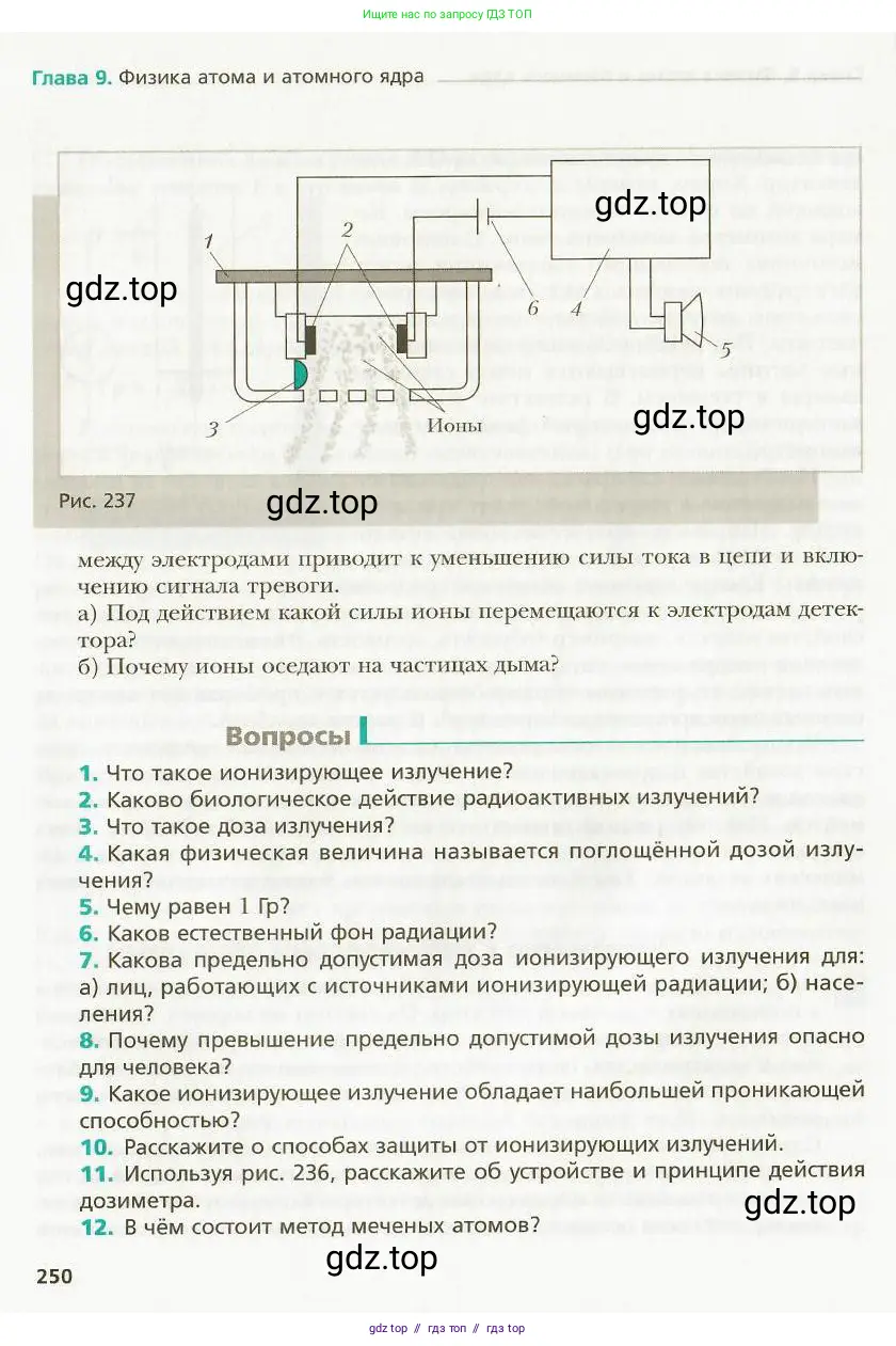 Физика, 9 класс Учебник, авторы: Хижнякова Людмила Степановна, Синявина Анна Афанасьевна, издательство Вентана-граф, Москва, 2012, серого цвета, страница 250