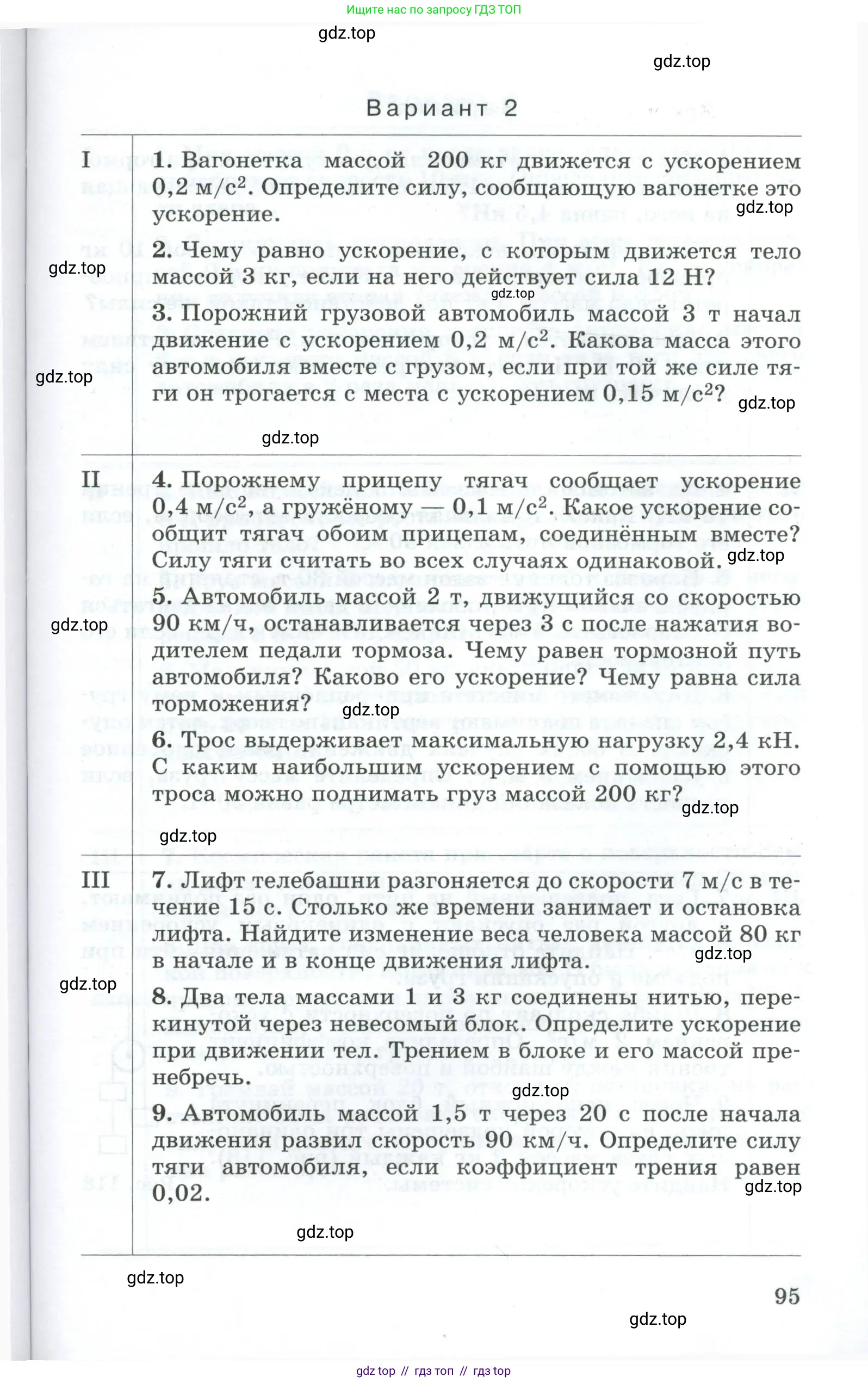 Физика, 9 класс Дидактические материалы, авторы: Марон Абрам Евсеевич, Марон Евгений Абрамович, издательство Просвещение, Москва, 2022, белого цвета, страница 95