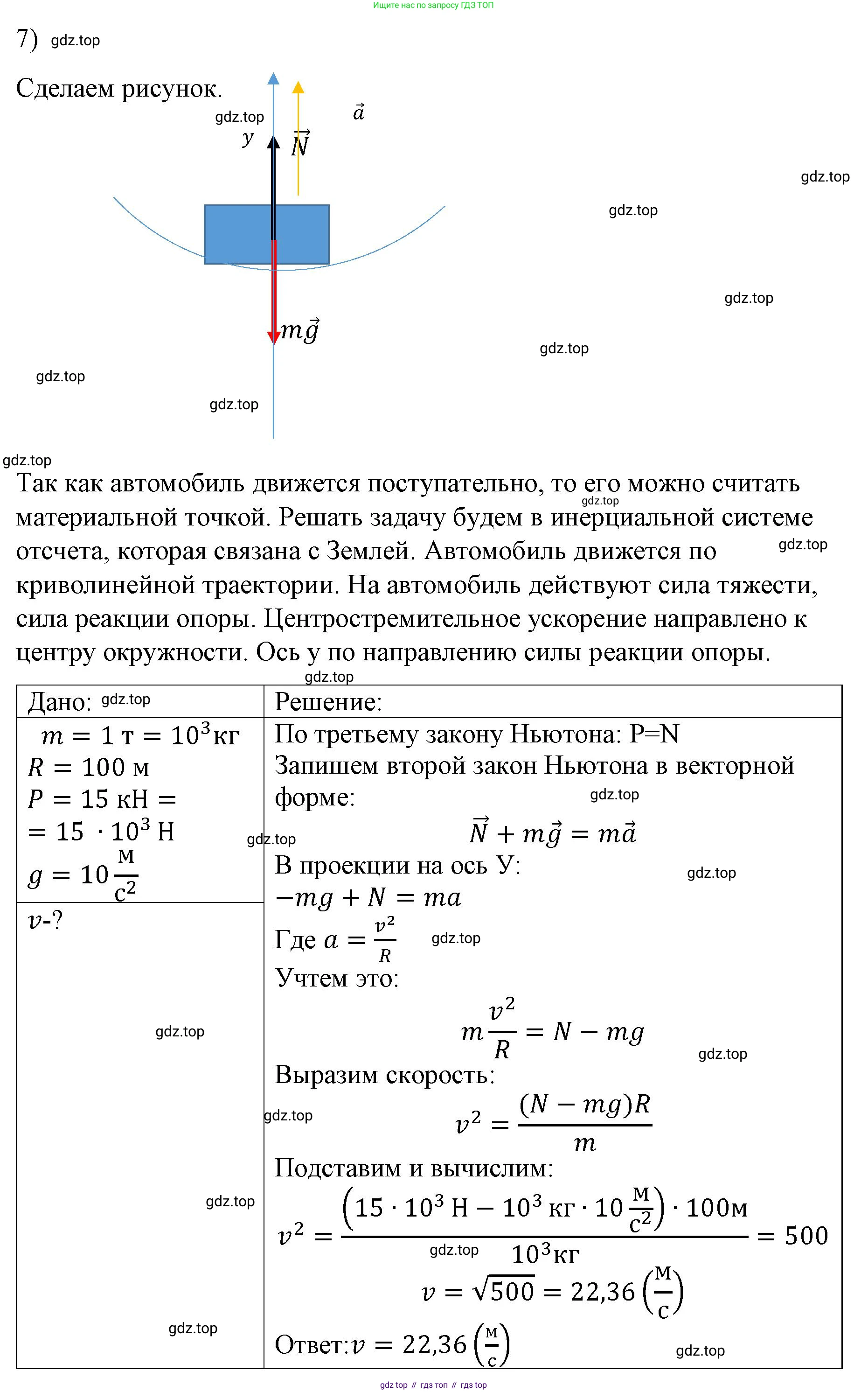 ГДЗ Физика, 9 класс Учебник, авторы: Пёрышкин И М, Гутник Елена Моисеевна, Иванов Александр Иванович, Петрова Мария Арсеньевна, издательство Просвещение, Москва, 2021 - 2022, страница 88, номер 7, Решение