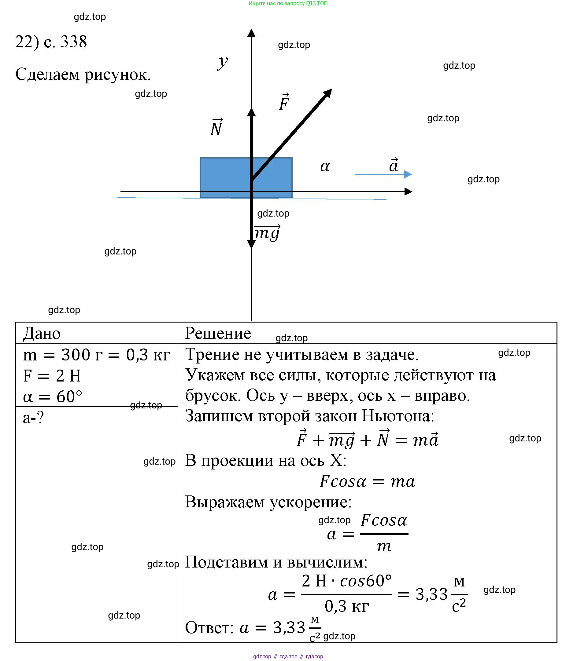 ГДЗ Физика, 9 класс Учебник, авторы: Пёрышкин И М, Гутник Елена Моисеевна, Иванов Александр Иванович, Петрова Мария Арсеньевна, издательство Просвещение, Москва, 2021 - 2022, страница 338, номер 22, Решение