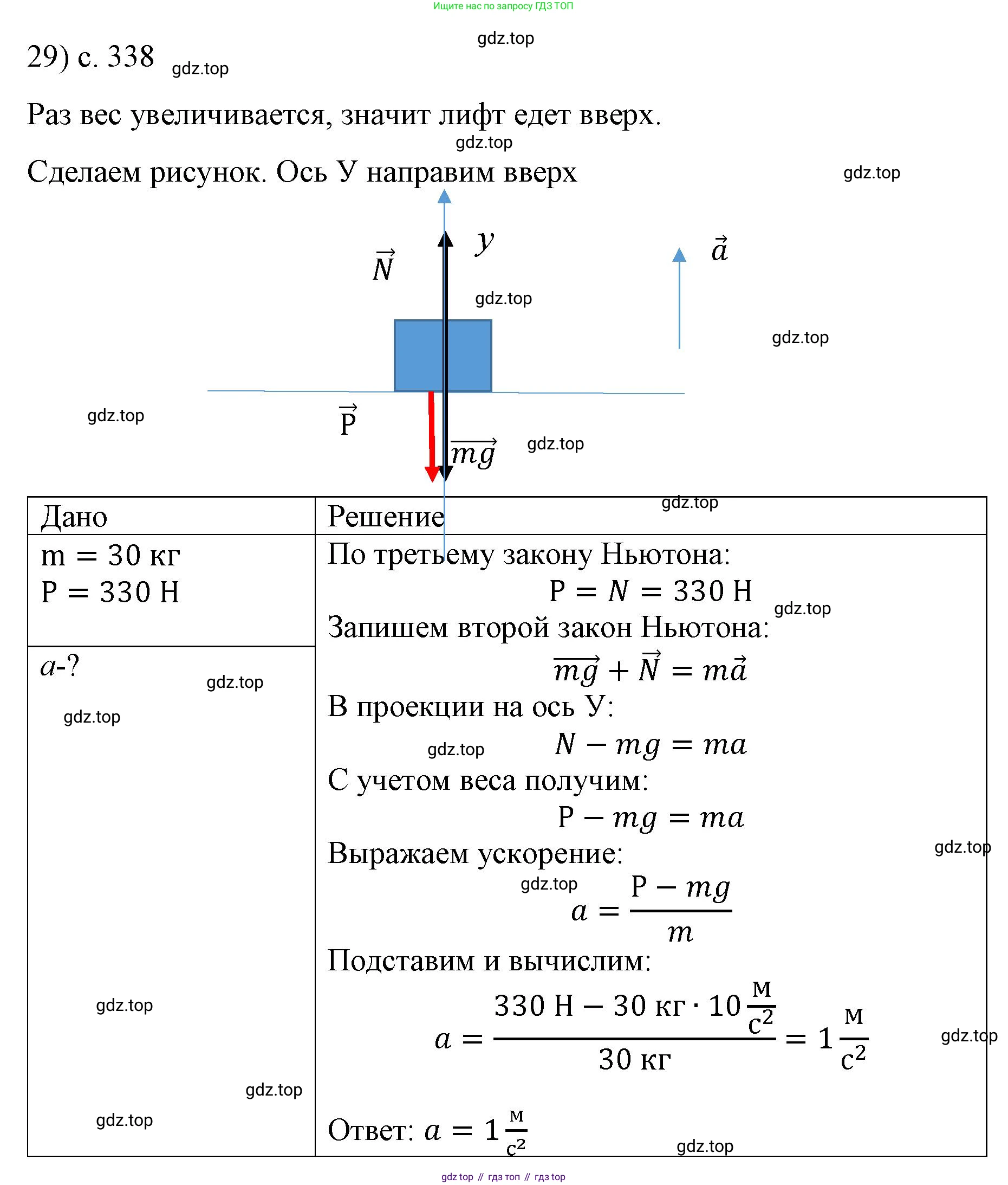 ГДЗ Физика, 9 класс Учебник, авторы: Пёрышкин И М, Гутник Елена Моисеевна, Иванов Александр Иванович, Петрова Мария Арсеньевна, издательство Просвещение, Москва, 2021 - 2022, страница 338, номер 29, Решение