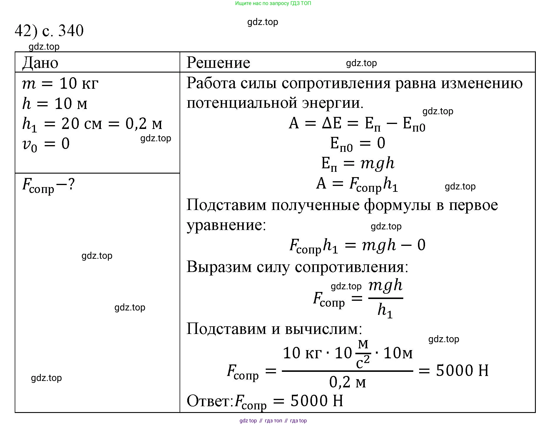 ГДЗ Физика, 9 класс Учебник, авторы: Пёрышкин И М, Гутник Елена Моисеевна, Иванов Александр Иванович, Петрова Мария Арсеньевна, издательство Просвещение, Москва, 2021 - 2022, страница 340, номер 42, Решение