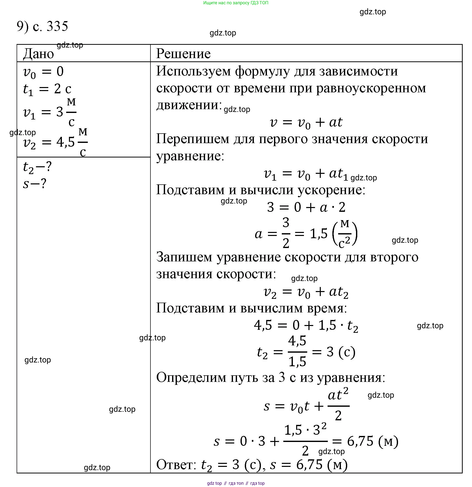ГДЗ Физика, 9 класс Учебник, авторы: Пёрышкин И М, Гутник Елена Моисеевна, Иванов Александр Иванович, Петрова Мария Арсеньевна, издательство Просвещение, Москва, 2021 - 2022, страница 335, номер 9, Решение