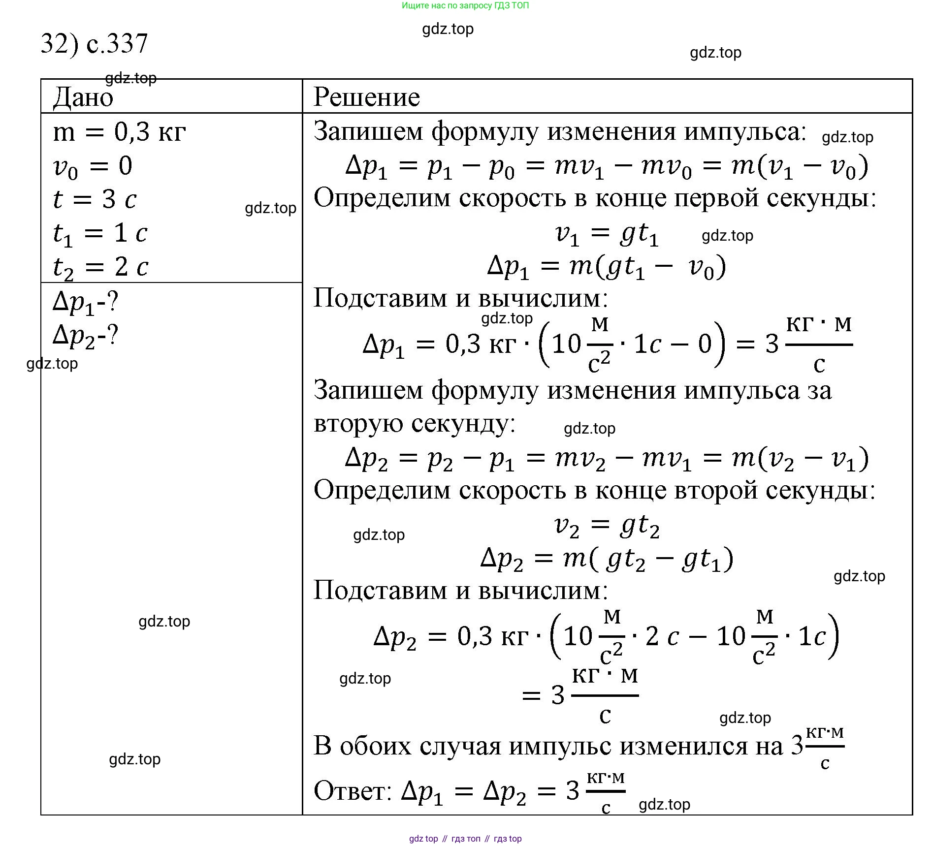 Физика, 9 класс Учебник, авторы: Пёрышкин И М, Гутник Елена Моисеевна, Иванов Александр Иванович, Петрова Мария Арсеньевна, издательство Просвещение, Москва, 2023, белого цвета, страница 337, номер 32, Решение