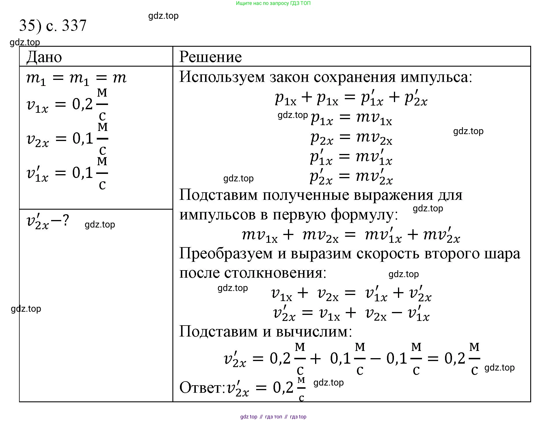 Физика, 9 класс Учебник, авторы: Пёрышкин И М, Гутник Елена Моисеевна, Иванов Александр Иванович, Петрова Мария Арсеньевна, издательство Просвещение, Москва, 2023, белого цвета, страница 337, номер 35, Решение