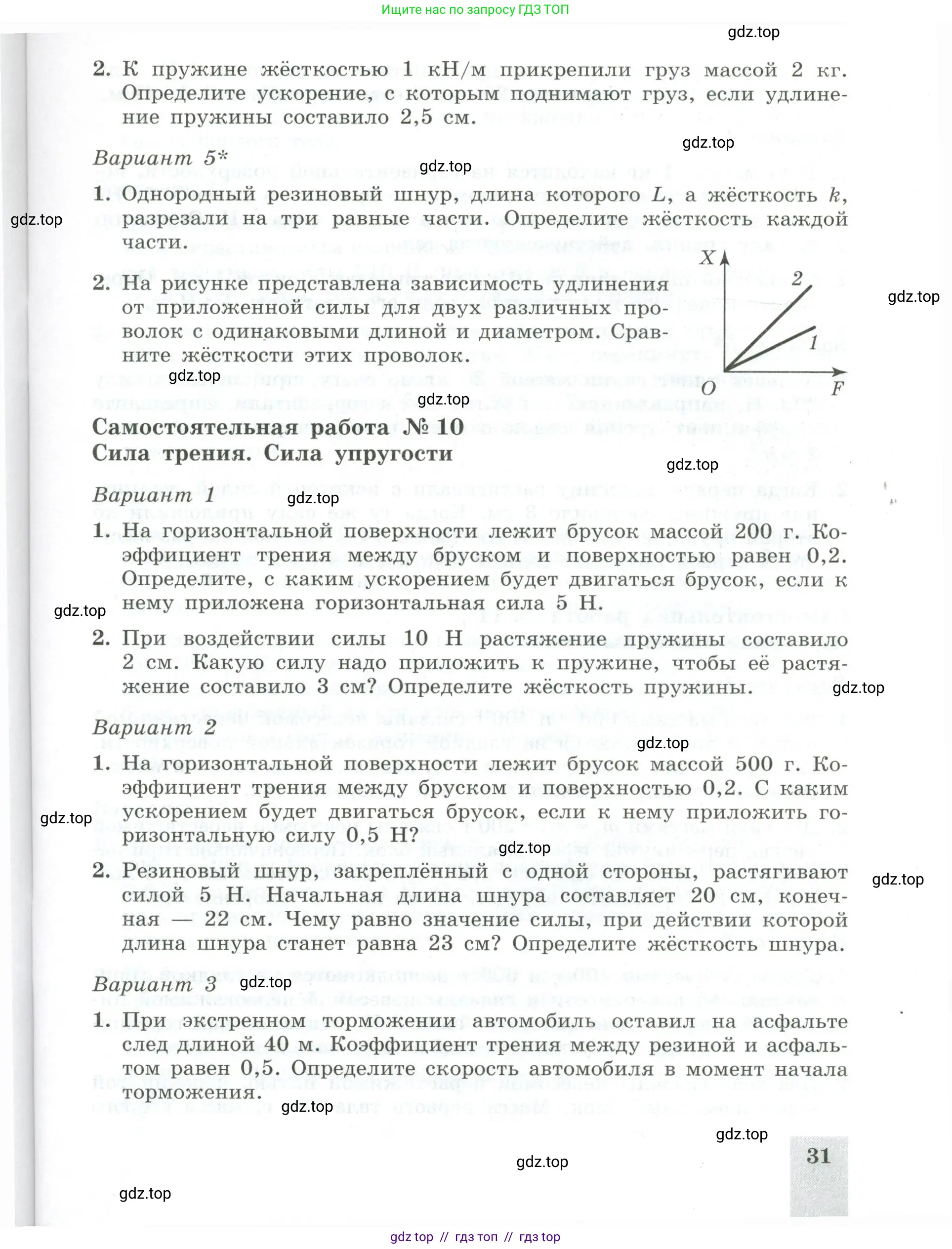 Физика, 10 класс Самостоятельные и контрольные работы, авторы: Ерюткин Евгений Сергеевич, Ерюткина Светлана Григорьевна, издательство Просвещение, Москва, 2018, оранжевого цвета, страница 31