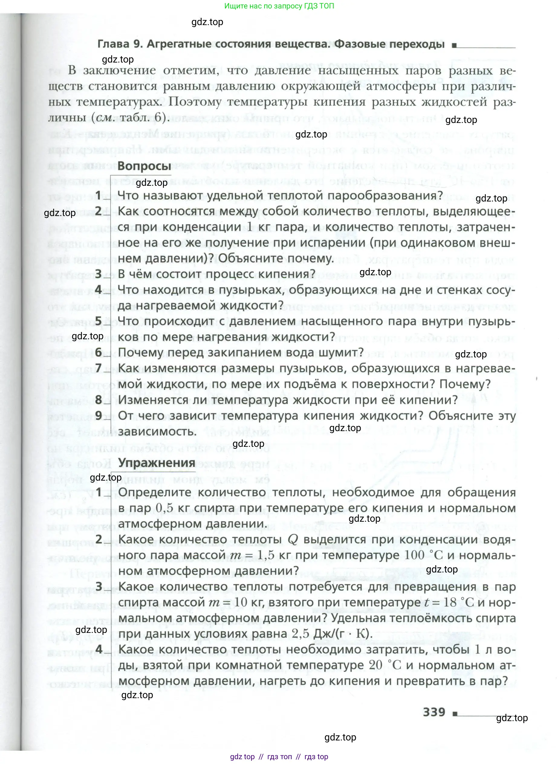 Физика, 10 класс Учебник, авторы: Грачев Александр Васильевич, Погожев Владимир Александрович, Салецкий Александр Михайлович, Боков Павел Юрьевич, издательство Просвещение, Москва, 2011, бирюзового цвета, страница 339