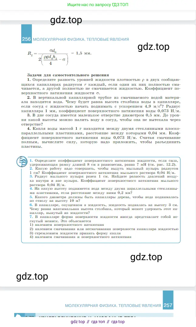 Физика, 10 класс Учебник, авторы: Мякишев Генадий Яковлевич, Буховцев Борис Борисович, Сотский Николай Николаевич, издательство Просвещение, Москва, 2019, страница 257