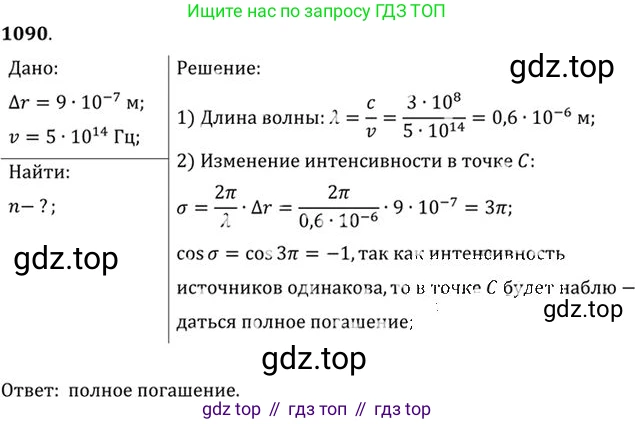 ГДЗ Физика, 10-11 класс Задачник, автор: Рымкевич Андрей Павлович, издательство Просвещение, Москва, 2016, белого цвета, страница 144, номер 1090, Решение 1