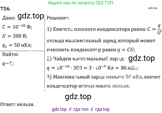 ГДЗ Физика, 10-11 класс Задачник, автор: Рымкевич Андрей Павлович, издательство Просвещение, Москва, 2016, белого цвета, страница 99, номер 756, Решение 1