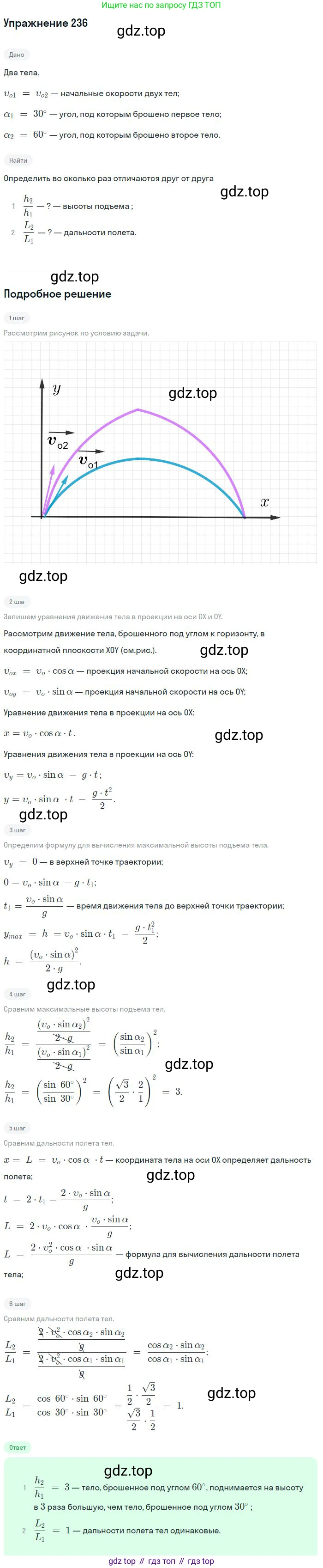 ГДЗ Физика, 10-11 класс Задачник, автор: Рымкевич Андрей Павлович, издательство Просвещение, Москва, 2016, белого цвета, страница 36, номер 236, Решение 2