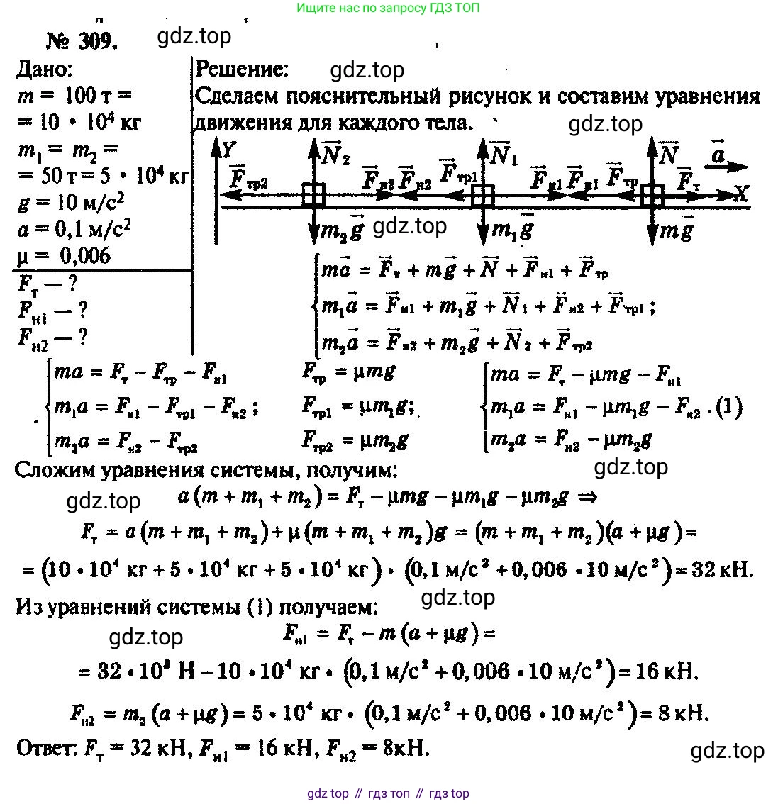 ГДЗ Физика, 10-11 класс Задачник, автор: Рымкевич Андрей Павлович, издательство Просвещение, Москва, 2016, белого цвета, страница 45, номер 309, Решение 3