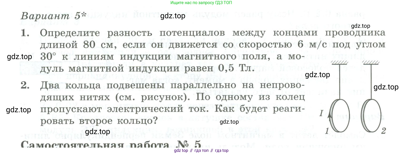 ГДЗ Физика, 11 класс Самостоятельные и контрольные работы, авторы: Ерюткин Евгений Сергеевич, Ерюткина Светлана Григорьевна, издательство Просвещение, Москва, 2020, страница 10, Условие