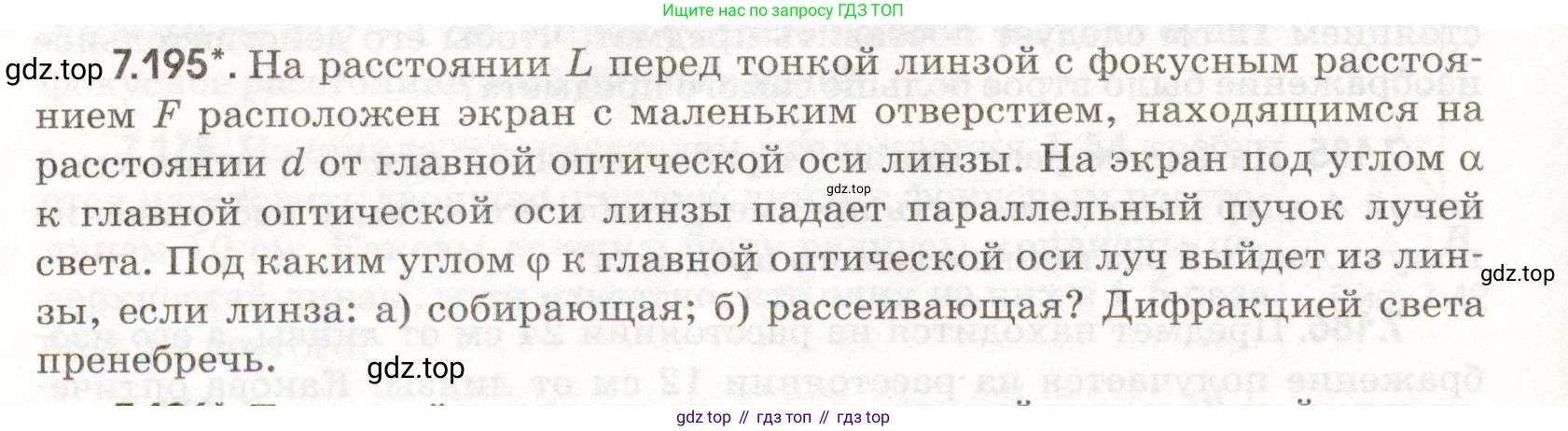 ГДЗ Физика, 11 класс Сборник задач, авторы: Заболотский Алексей Алексеевич, Комиссаров Владимир Фёдорович, Петрова Мария Арсеньевна, издательство Дрофа, Москва, 2020, оранжевого цвета, страница 172, номер 7.195, Условие