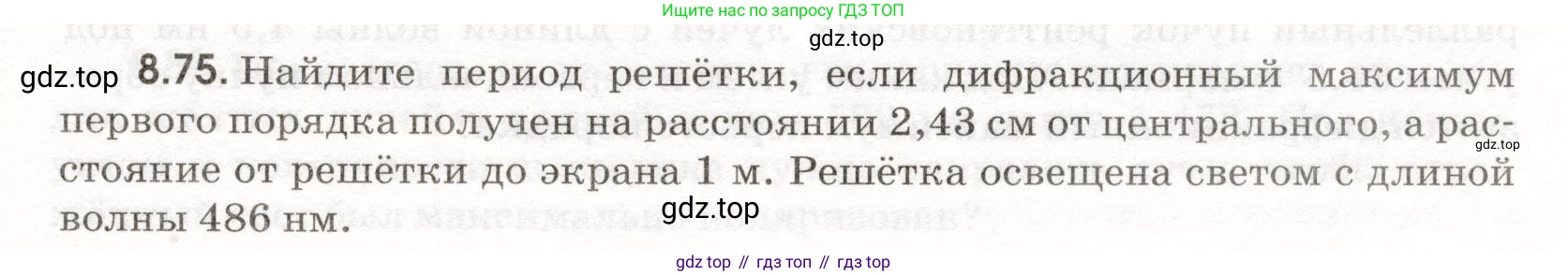 ГДЗ Физика, 11 класс Сборник задач, авторы: Заболотский Алексей Алексеевич, Комиссаров Владимир Фёдорович, Петрова Мария Арсеньевна, издательство Дрофа, Москва, 2020, оранжевого цвета, страница 189, номер 8.75, Условие