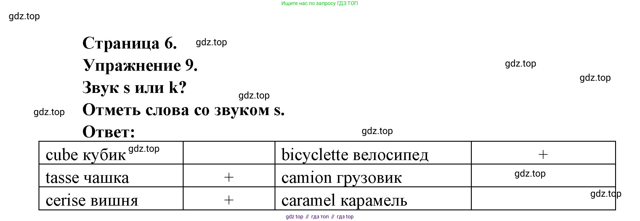 Французский язык, 2-4 класс Тестовые и контрольные задания, автор: Кулигина Антонина Степановна (Kouliguina A), издательство Просвещение, Москва, 2018, страница 6, номер 9, Решение